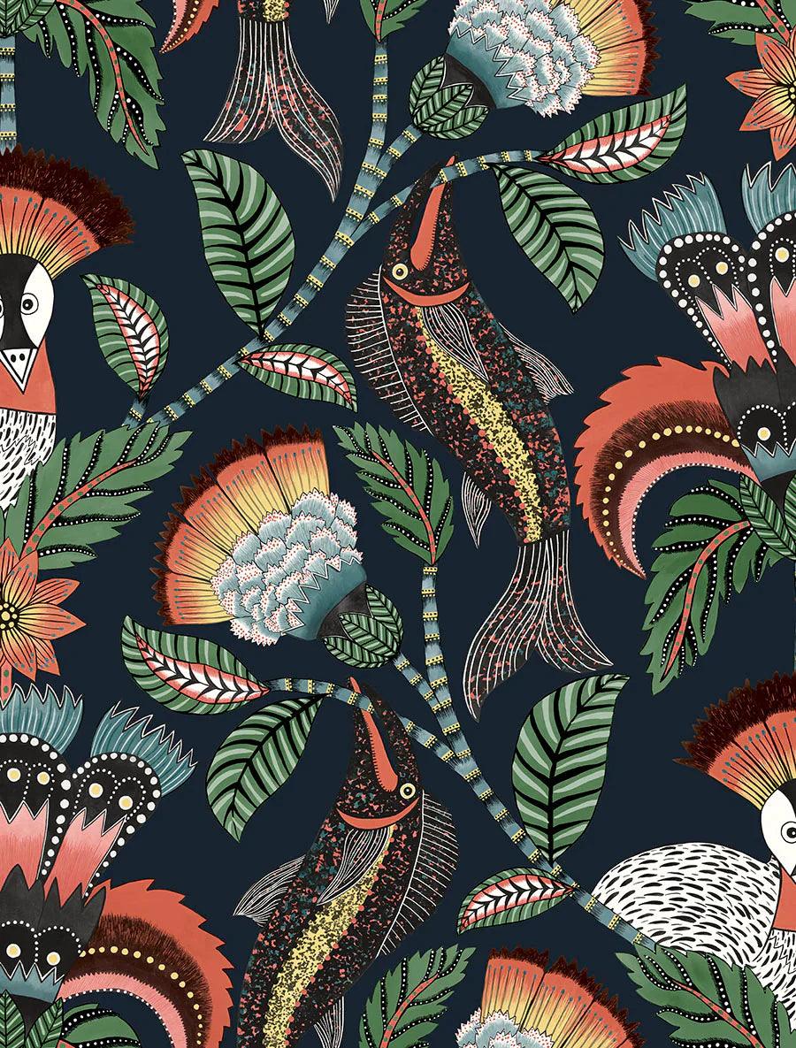 Tapeta ARDMORE JABULA - Nene zieleń na granacie Cole & Son    Eye on Design