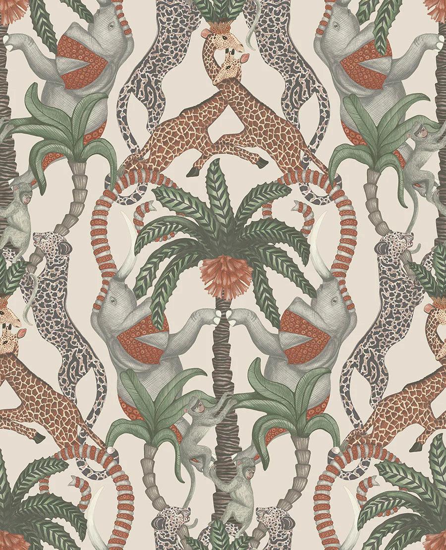 Tapeta ARDMORE JABULA - Safari Totem turkus na czarnym Cole & Son    Eye on Design