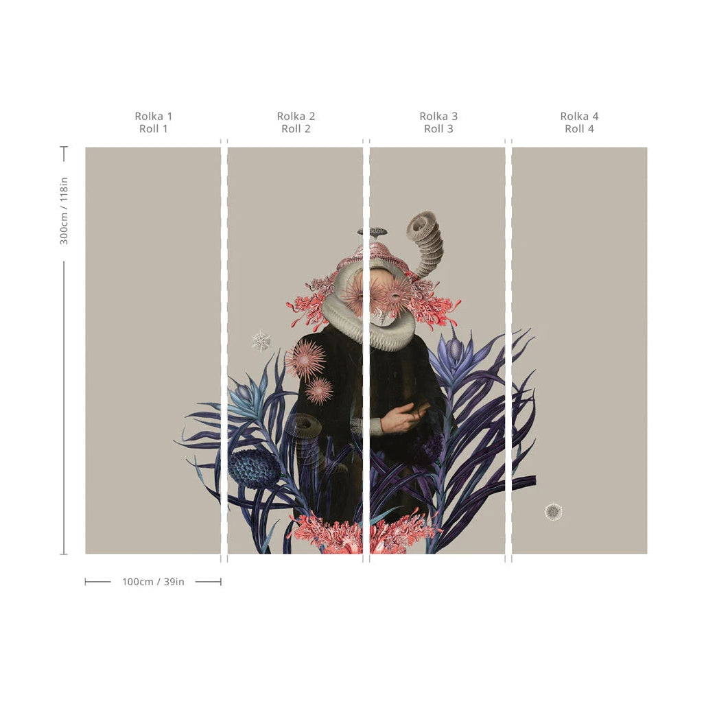 Non-woven wallpaper LADY MEDUSA beige