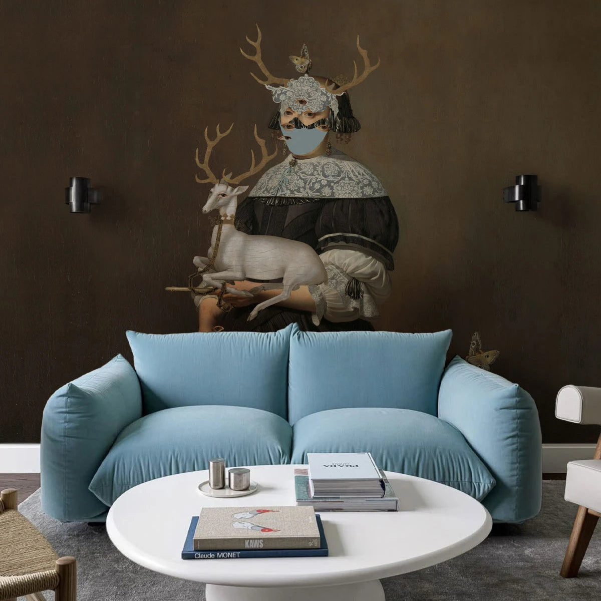 Non-woven wallpaper LADY OF THE STAG brown