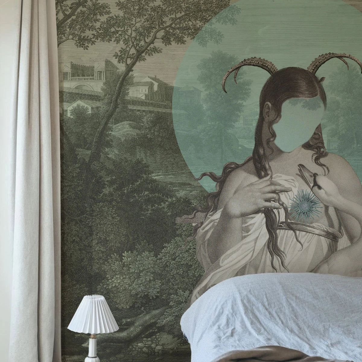 Non-woven wallpaper ZODIAC MUSE green