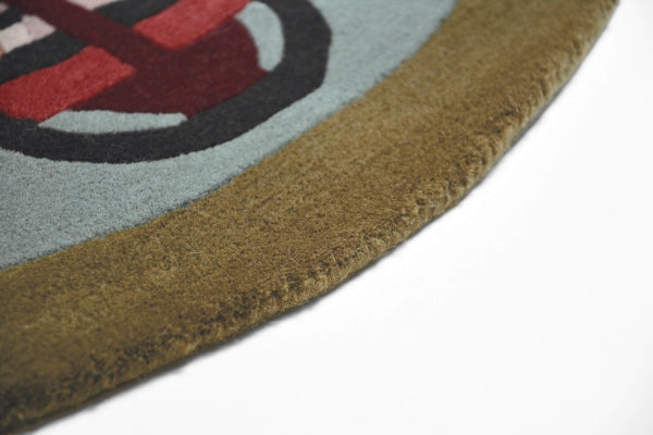 ZODIAC TAURUS runder Teppich grün-beige