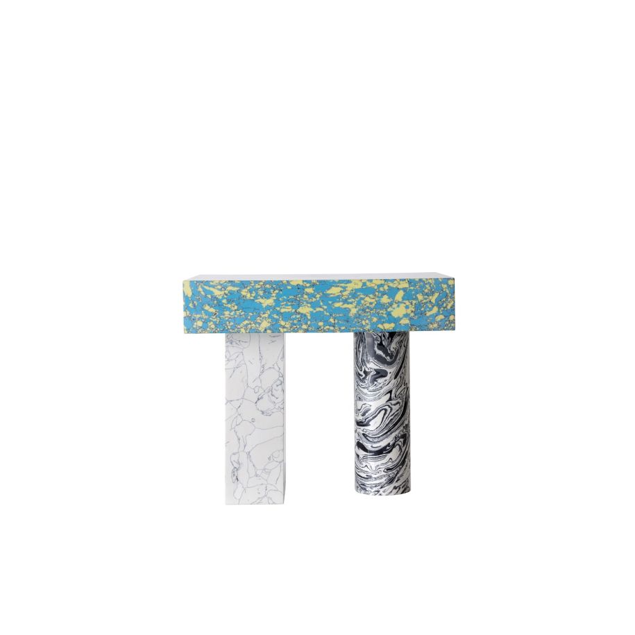 Wirbel Couchtisch blauer Marmor
