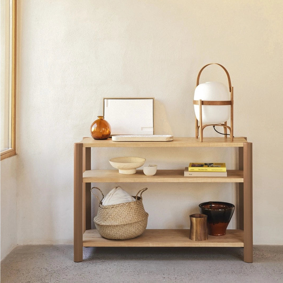 BONA Oak Wood Shelf with Beige Base