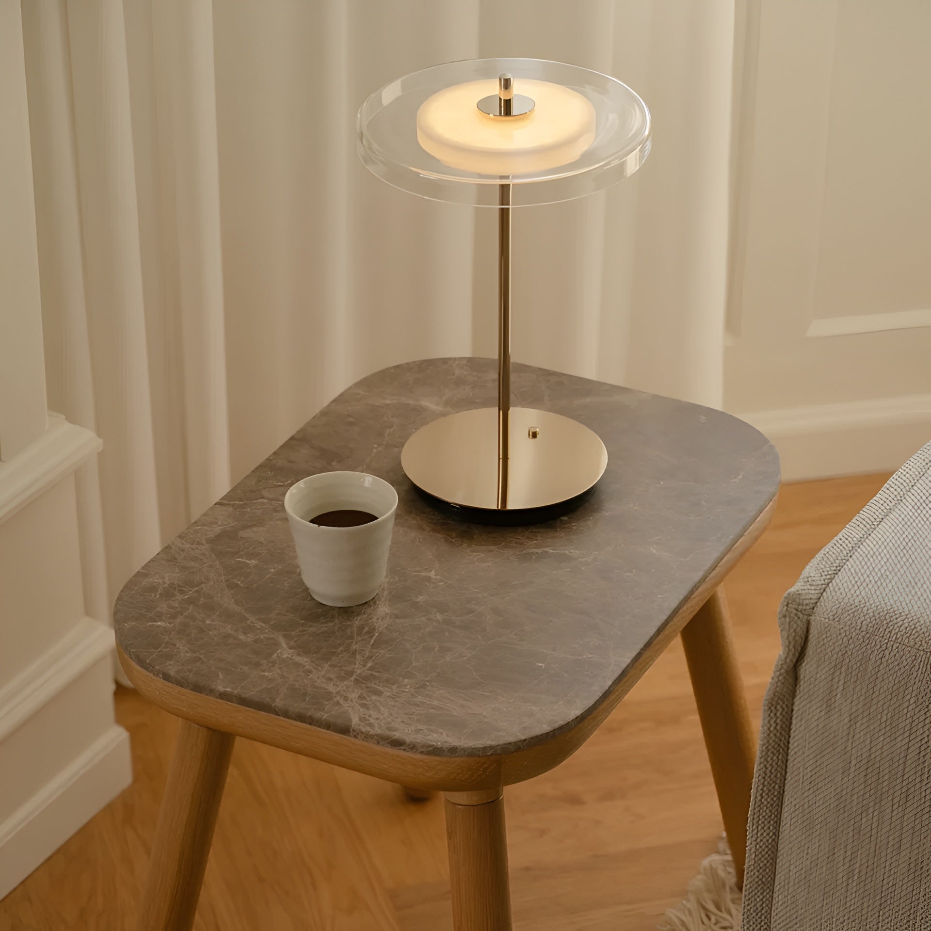 Tischlampe ASTERIA GLASS MOVE goldene Basis [Klaudia] [wymiary]