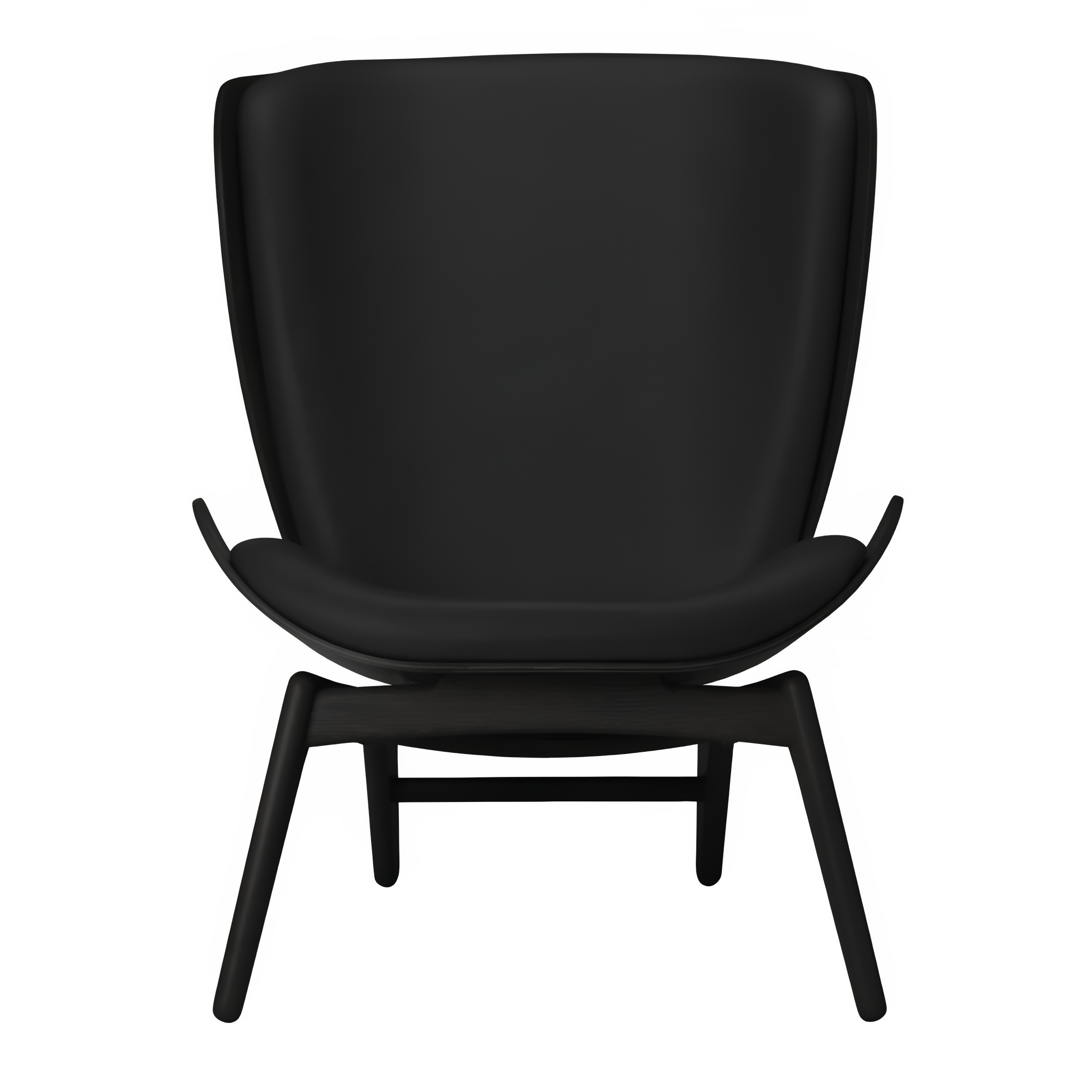Sessel READER schwarze Leder mit schwarzem Fußteil