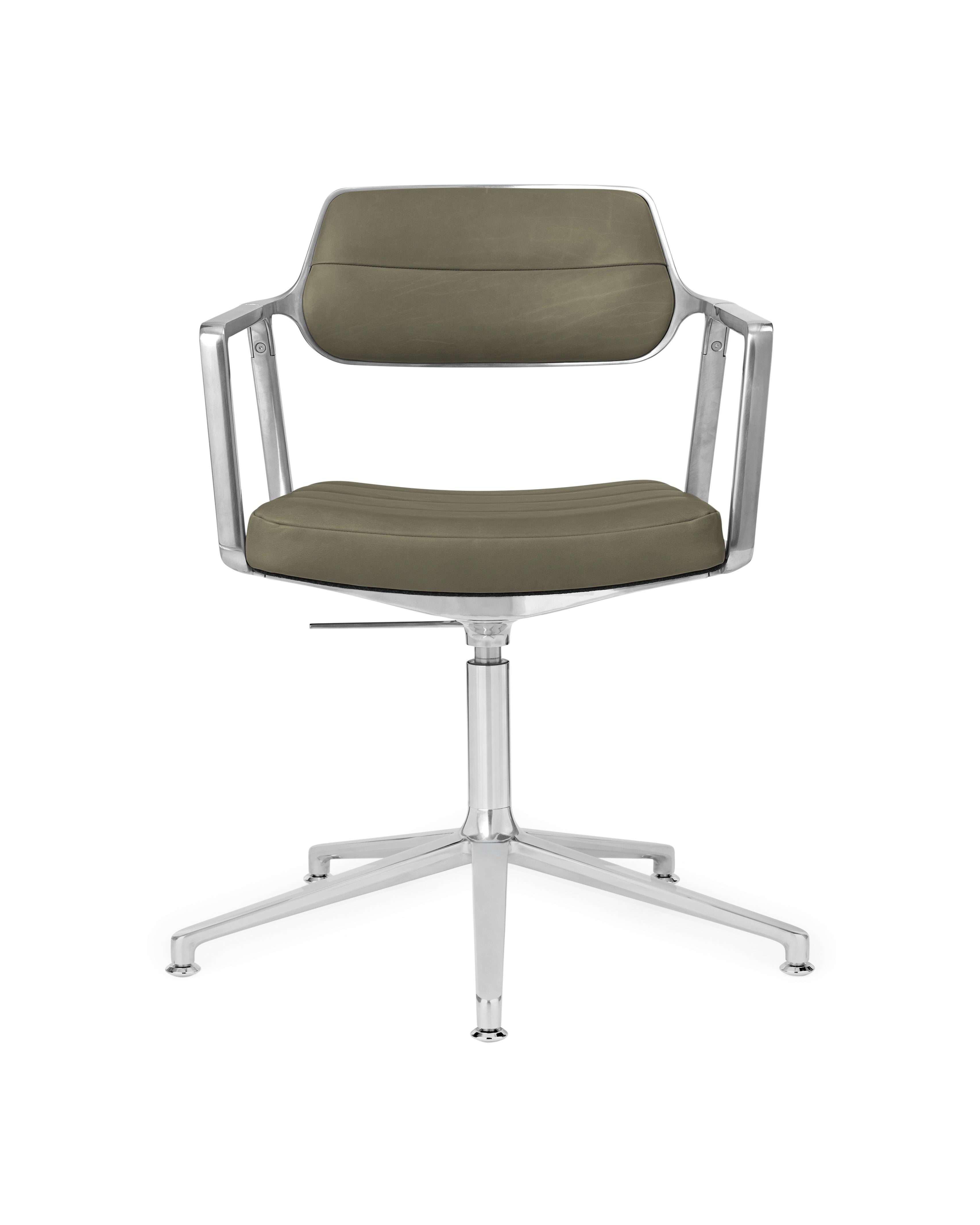 Office chair 453+ green leather with metal base