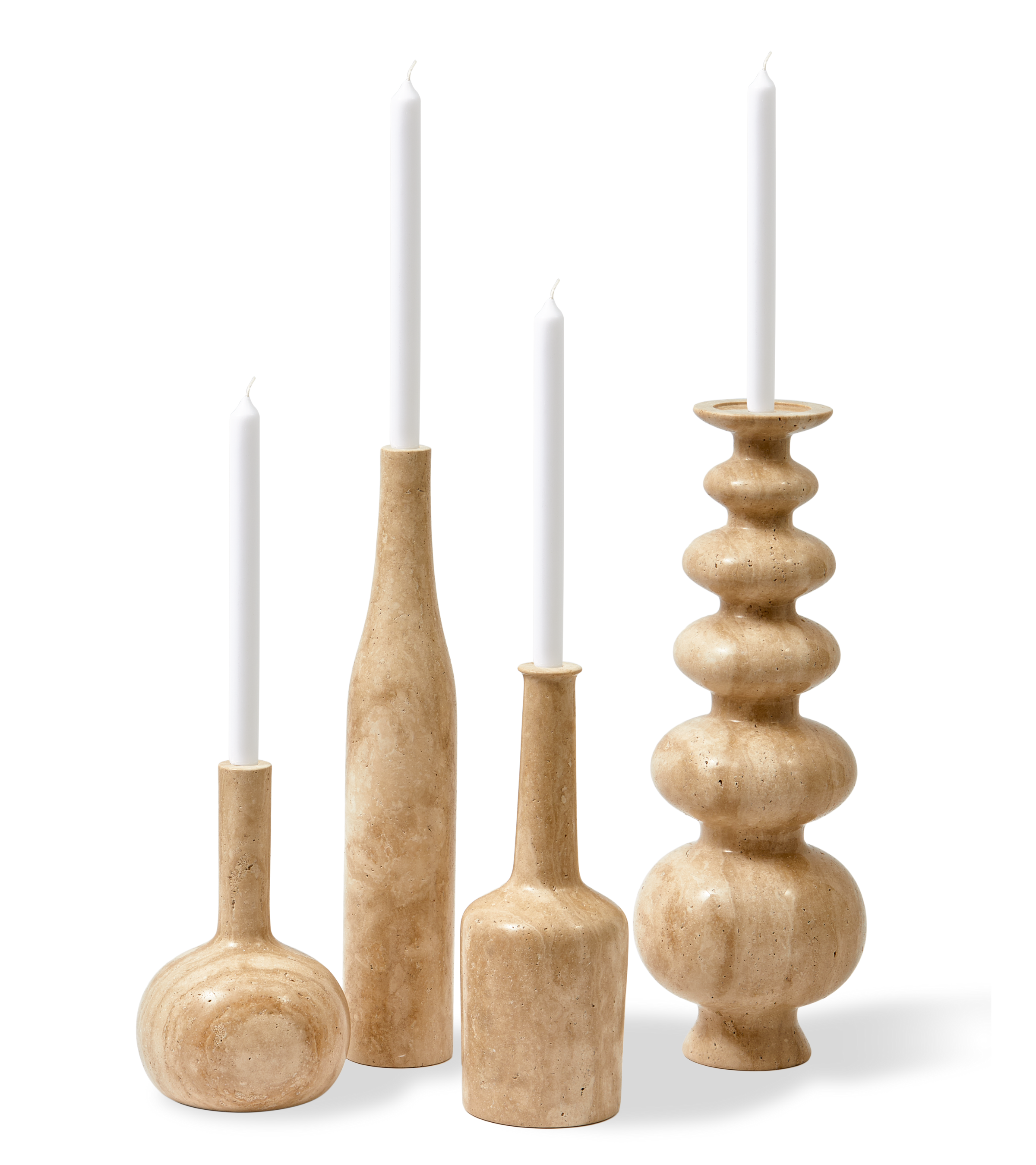 HERITAGE SPHERE beige travertine candlestick