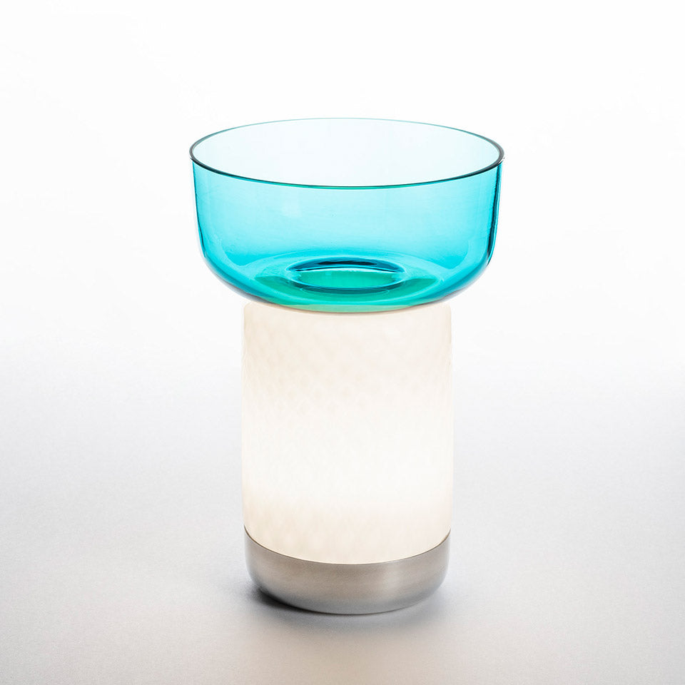 Portable Lamp BONTA BOWL white with turquoise