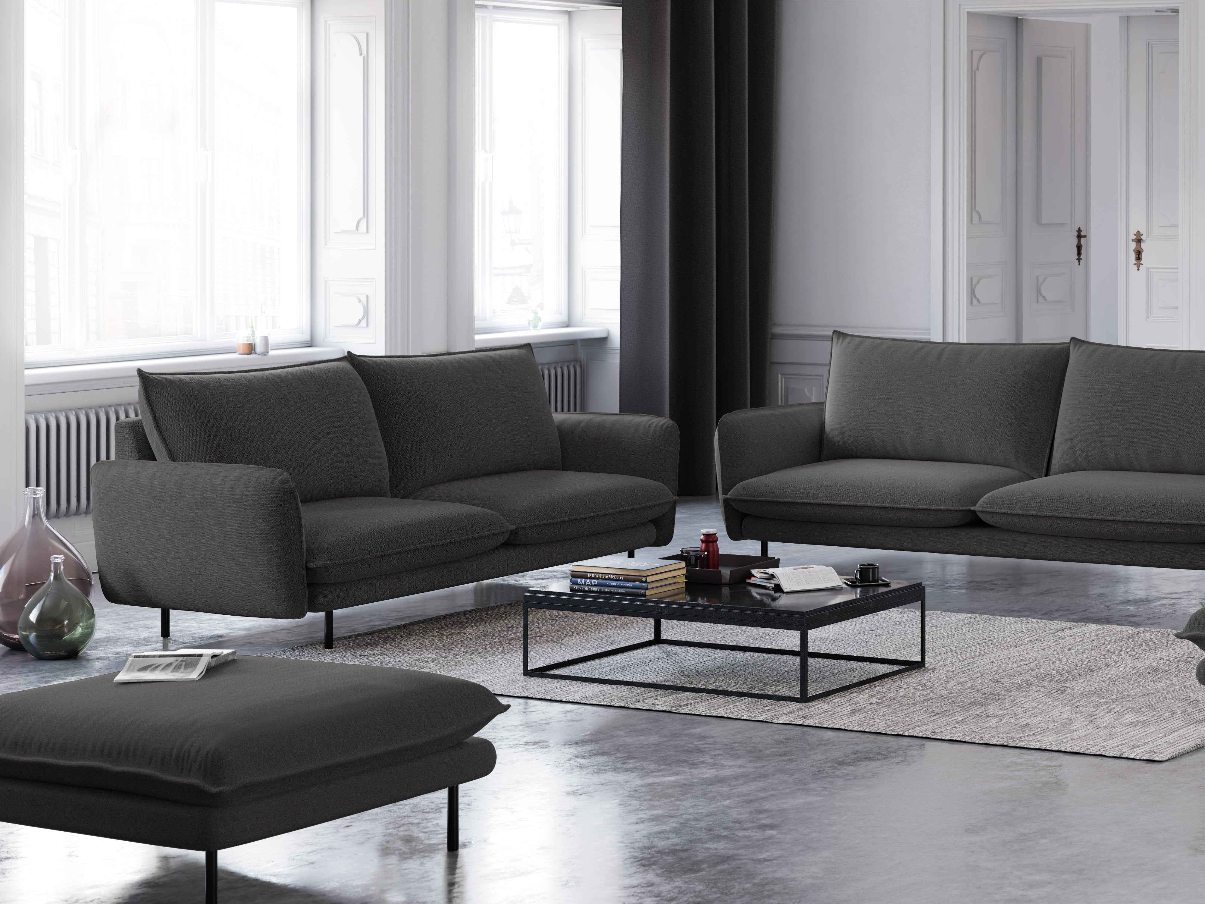 2-seater sofa VIENNA dark grey with black base - Eye on Design