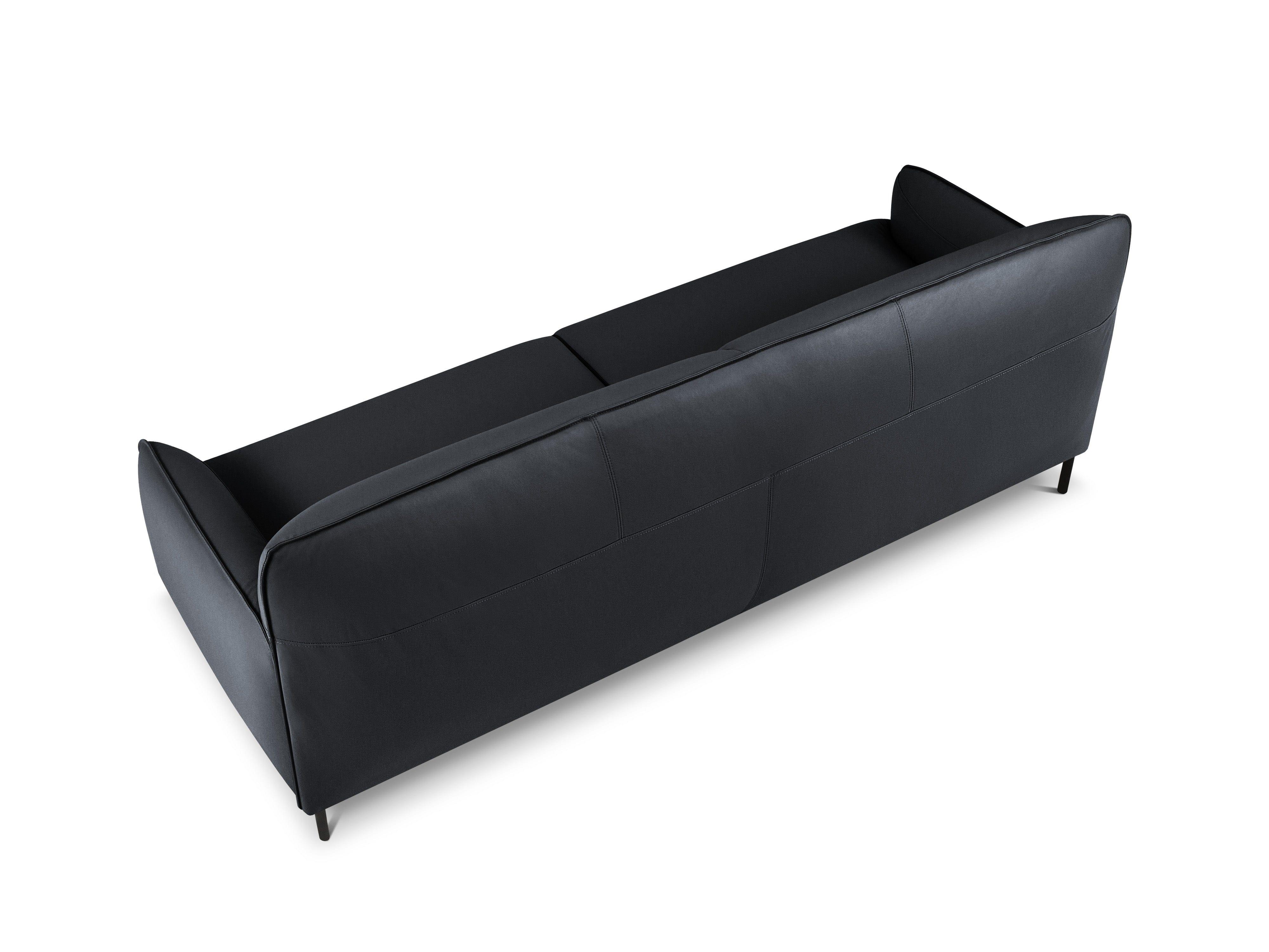 Genuine Leather Sofa, "Neso", 3 Seats, 235x90x76
 ,Dark Blue,Black Metal, Windsor & Co, Eye on Design