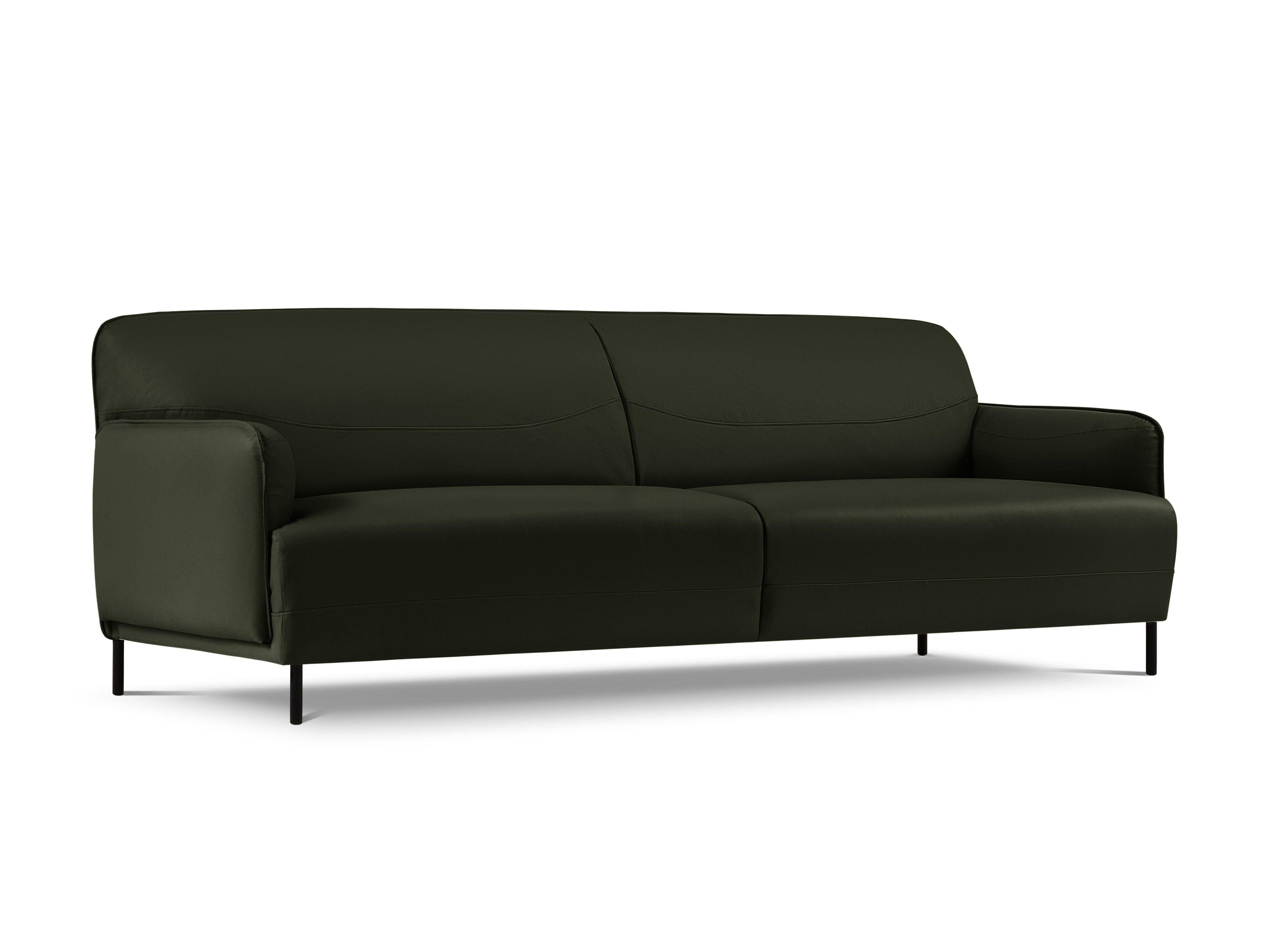 Genuine Leather Sofa, "Neso", 3 Seats, 235x90x76
 ,Green,Black Metal, Windsor & Co, Eye on Design