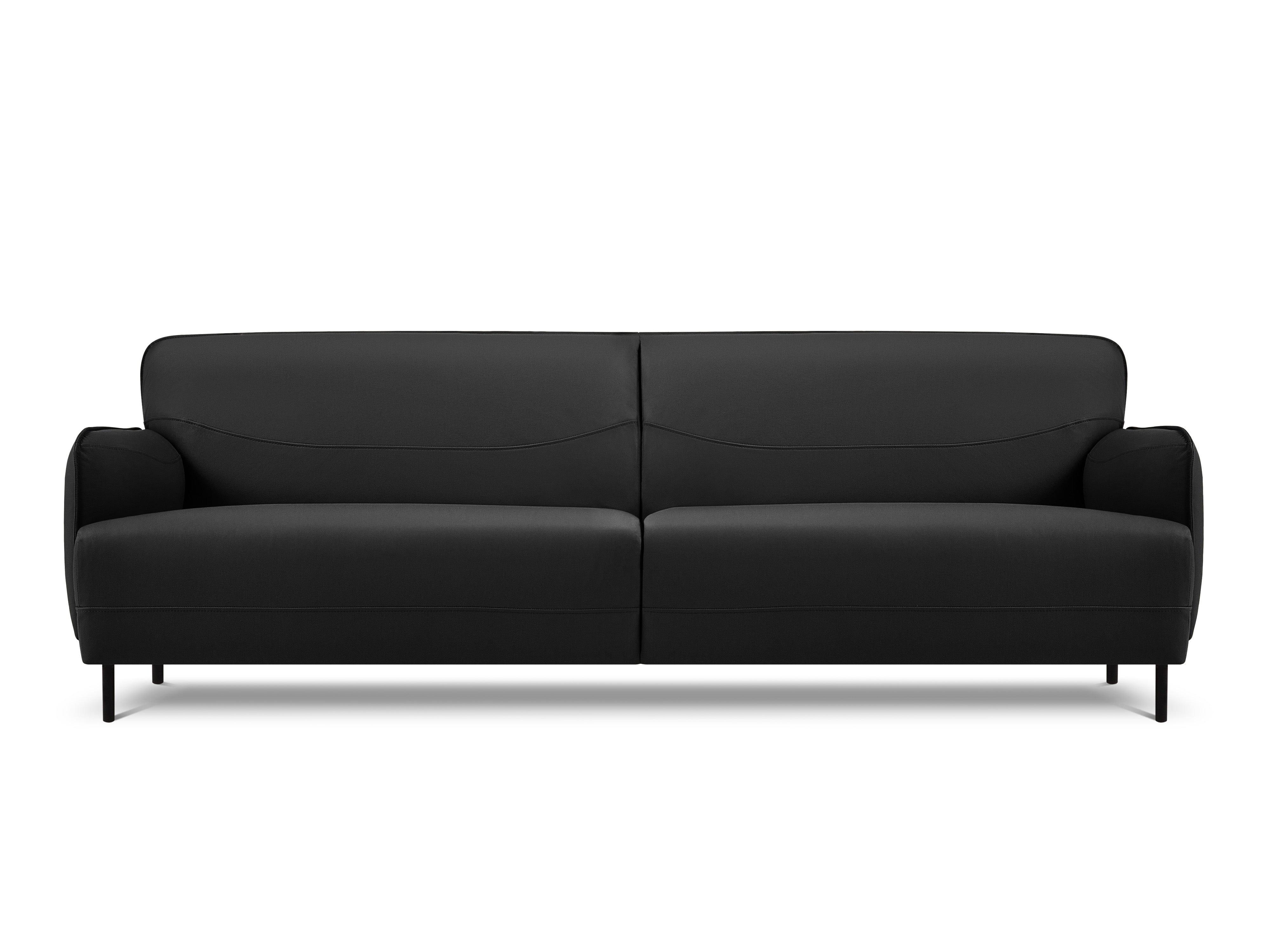 Genuine Leather Sofa, "Neso", 3 Seats, 235x90x76
 ,Dark Grey,Black Metal, Windsor & Co, Eye on Design