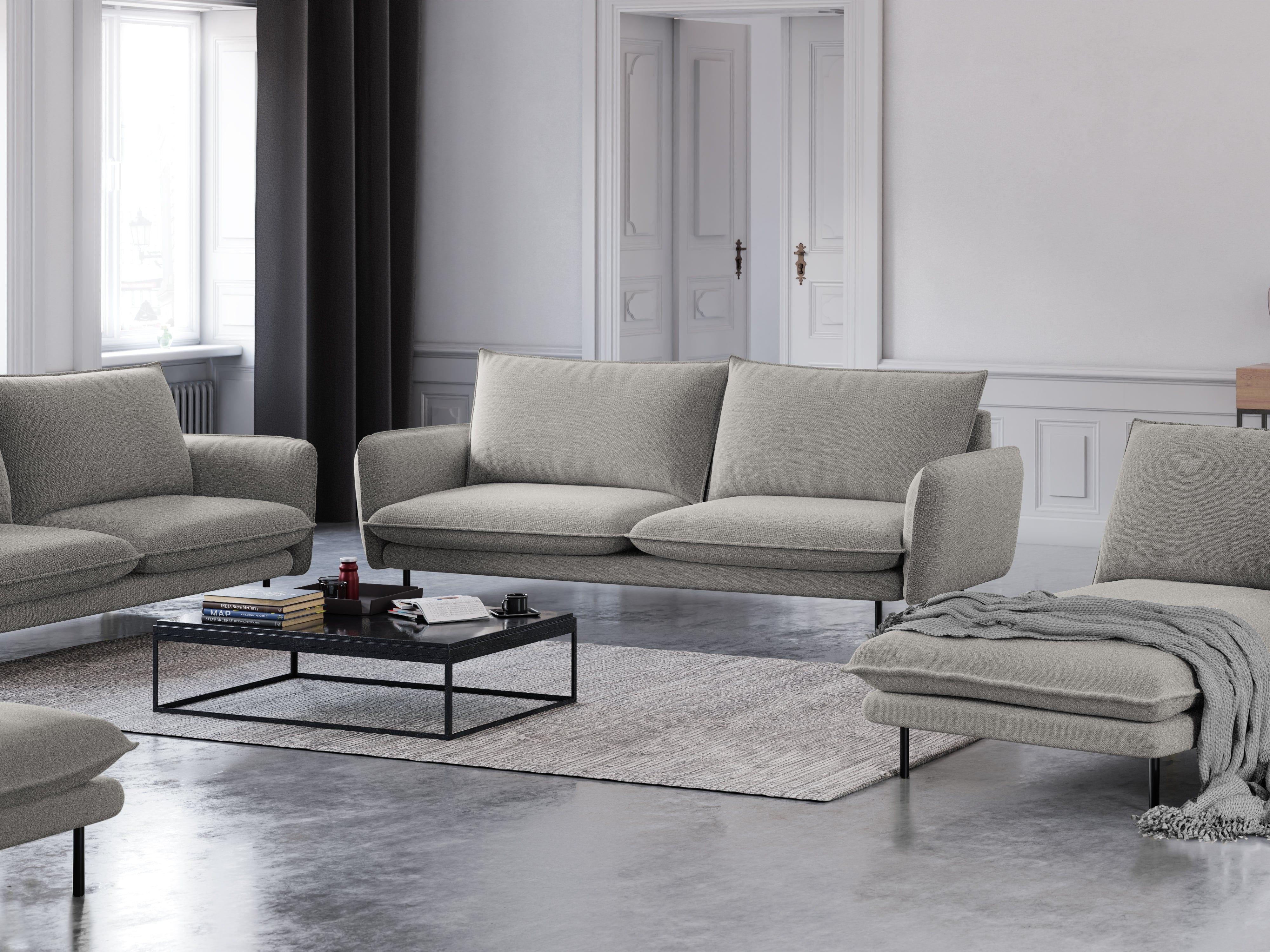 3-seater sofa VIENNA light grey with black base - Eye on Design