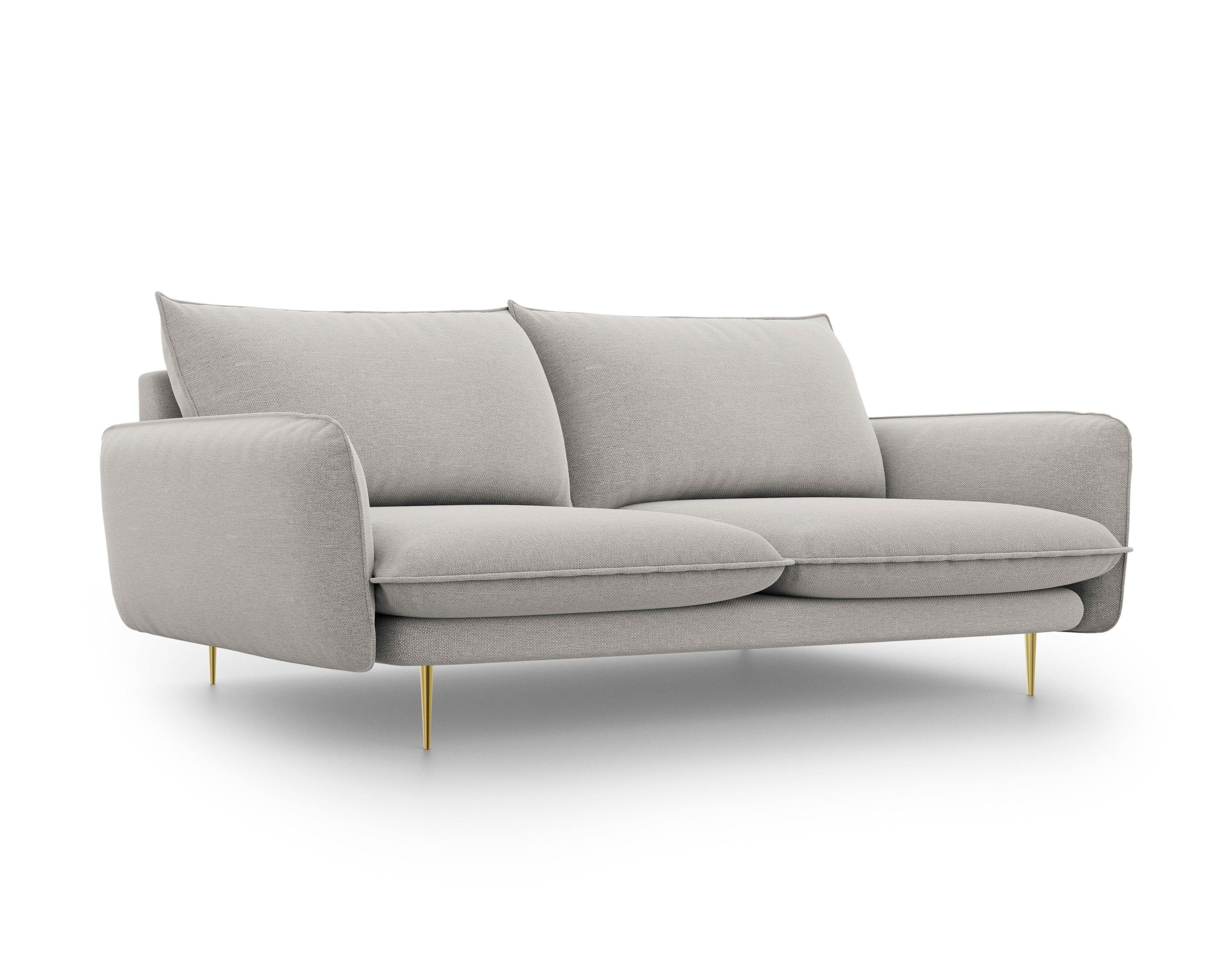 3-seater sofa VIENNA light grey with gold base - Eye on Design