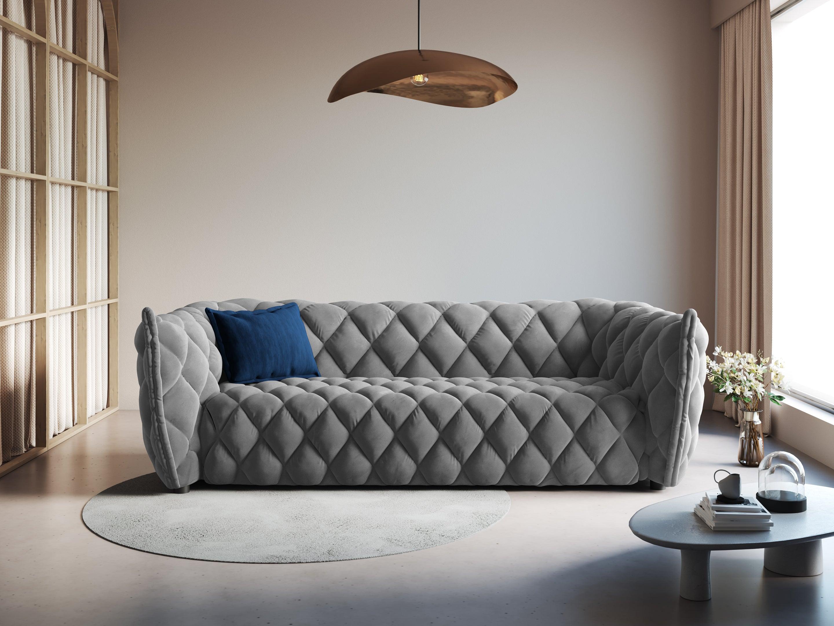 3-seater velvet sofa FLANDRIN grey - Eye on Design