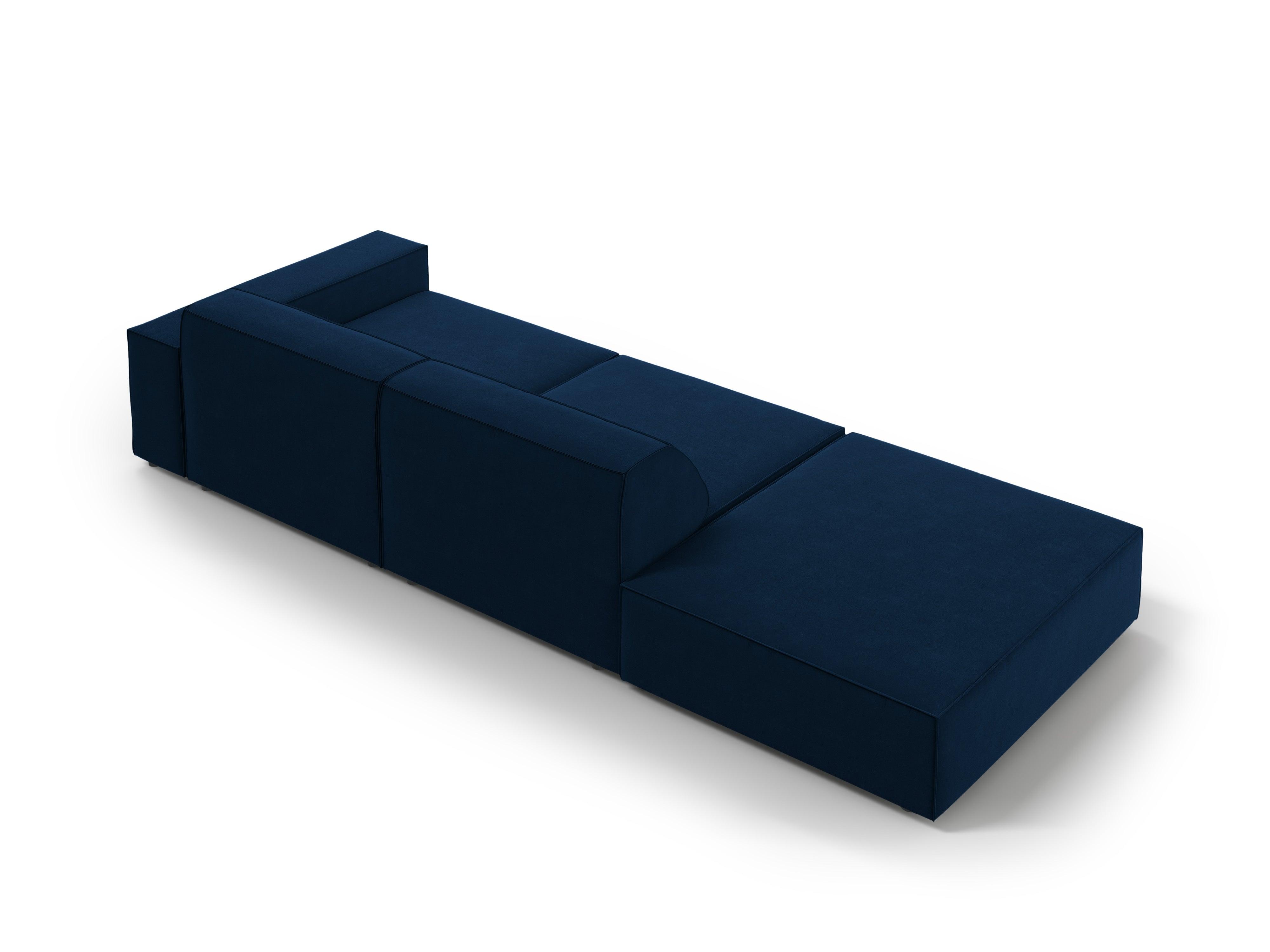 Sofa aksamitna lewostronna 3-osobowa JODIE granat królewski Micadoni    Eye on Design