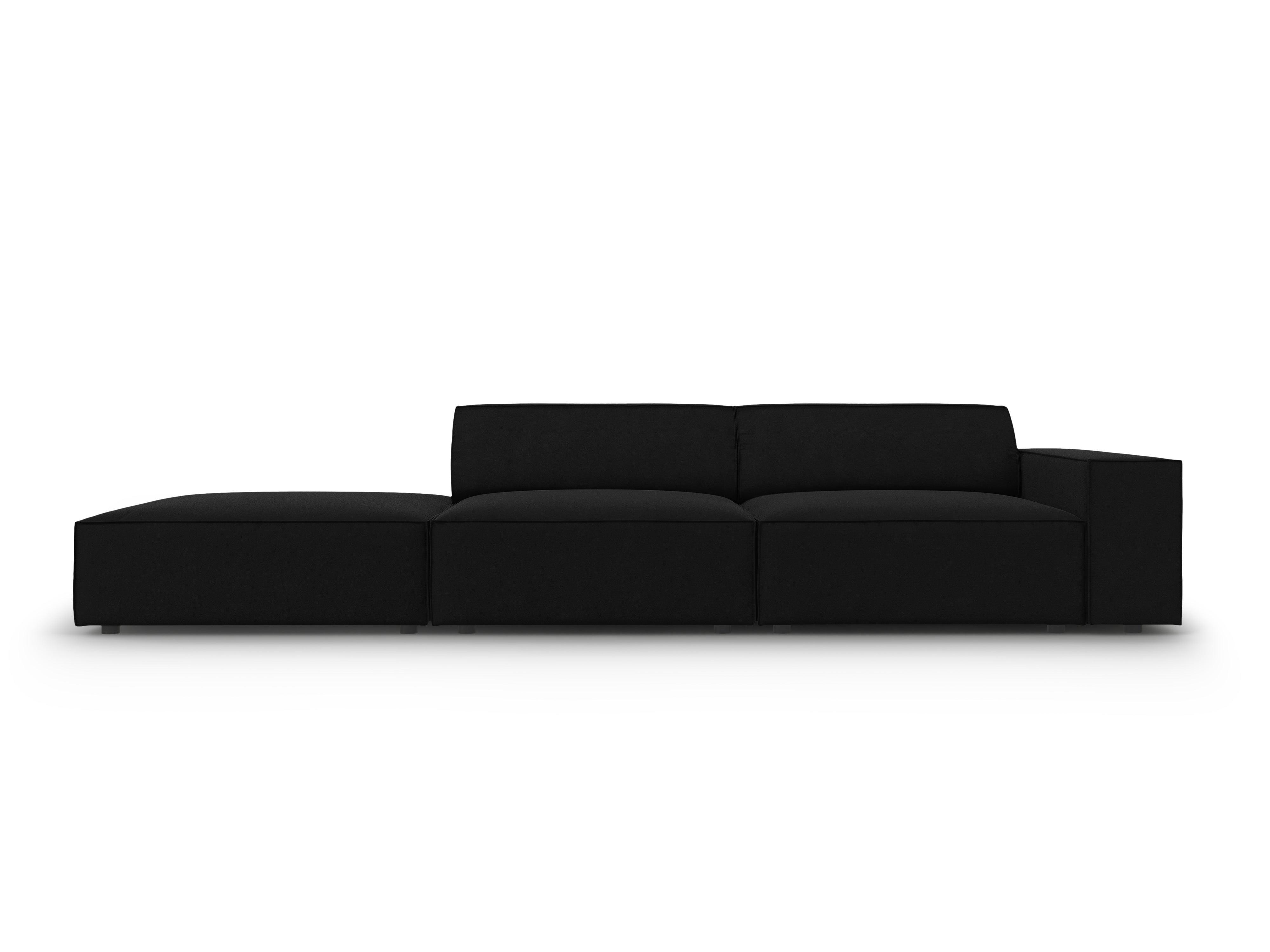 Sofa aksamitna lewostronna 3-osobowa JODIE czarny Micadoni    Eye on Design