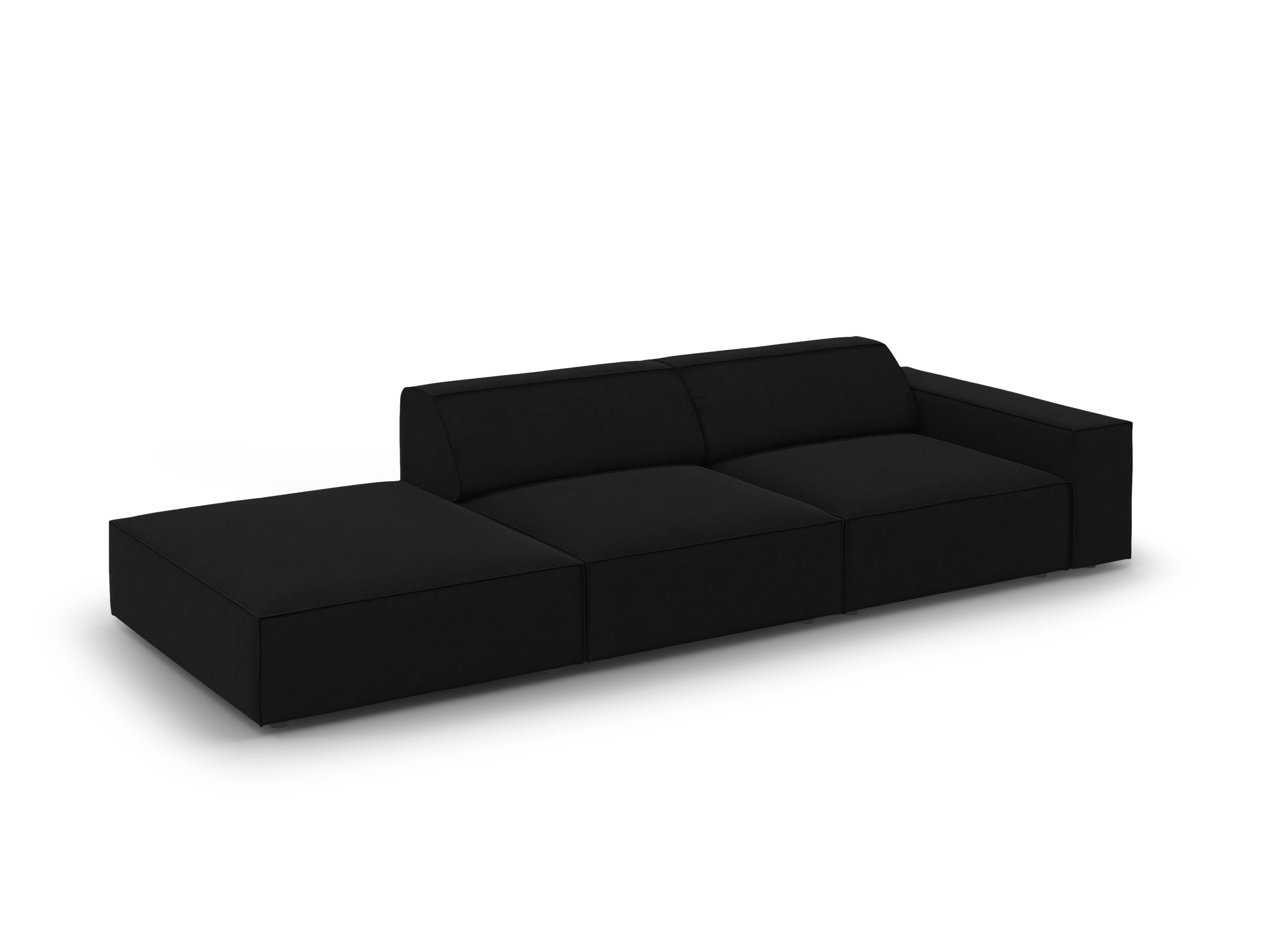 Sofa aksamitna lewostronna 3-osobowa JODIE czarny Micadoni    Eye on Design
