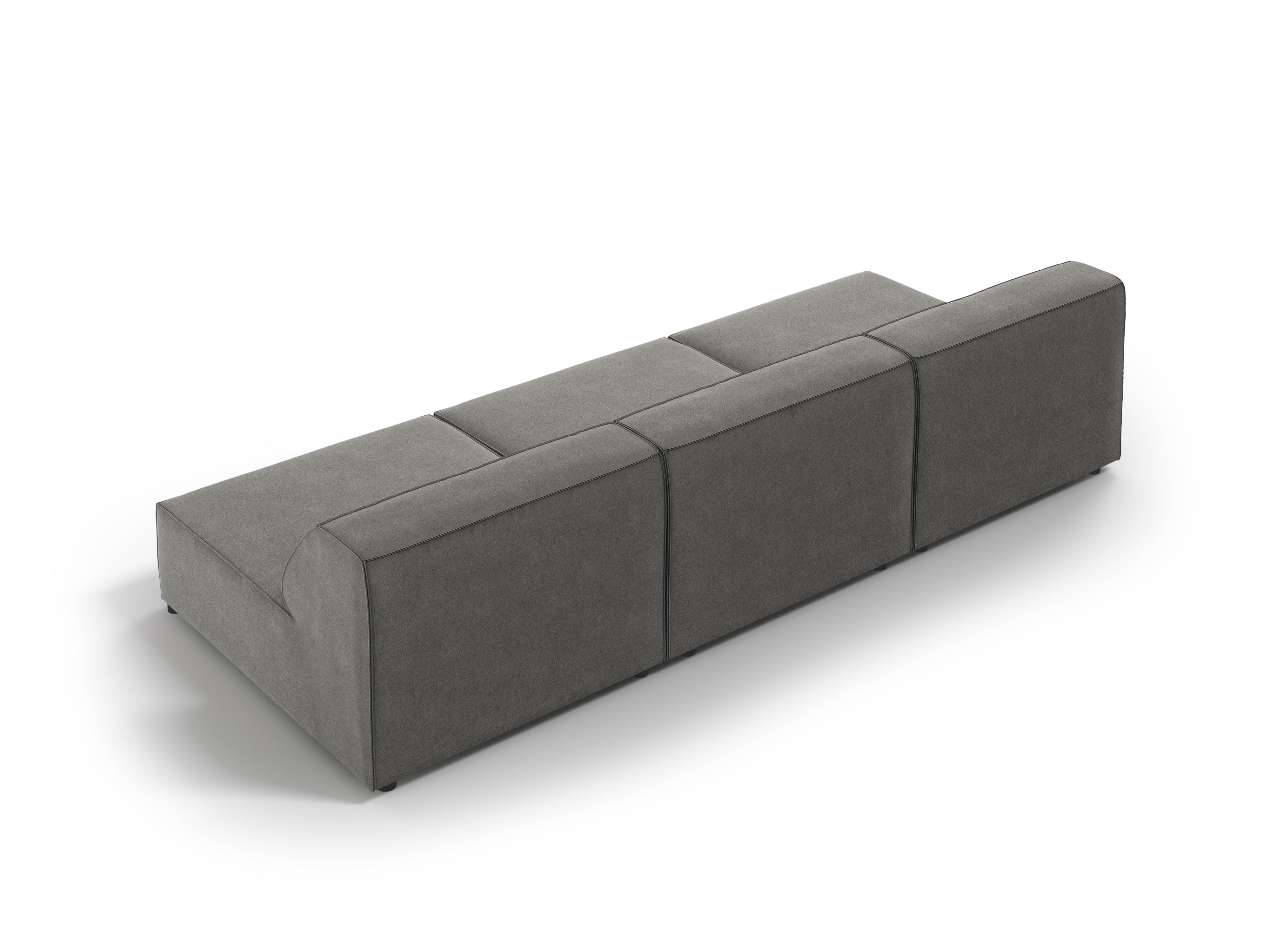 Sofa aksamitna 3-osobowa otwarta JODIE jasnoszary Micadoni    Eye on Design