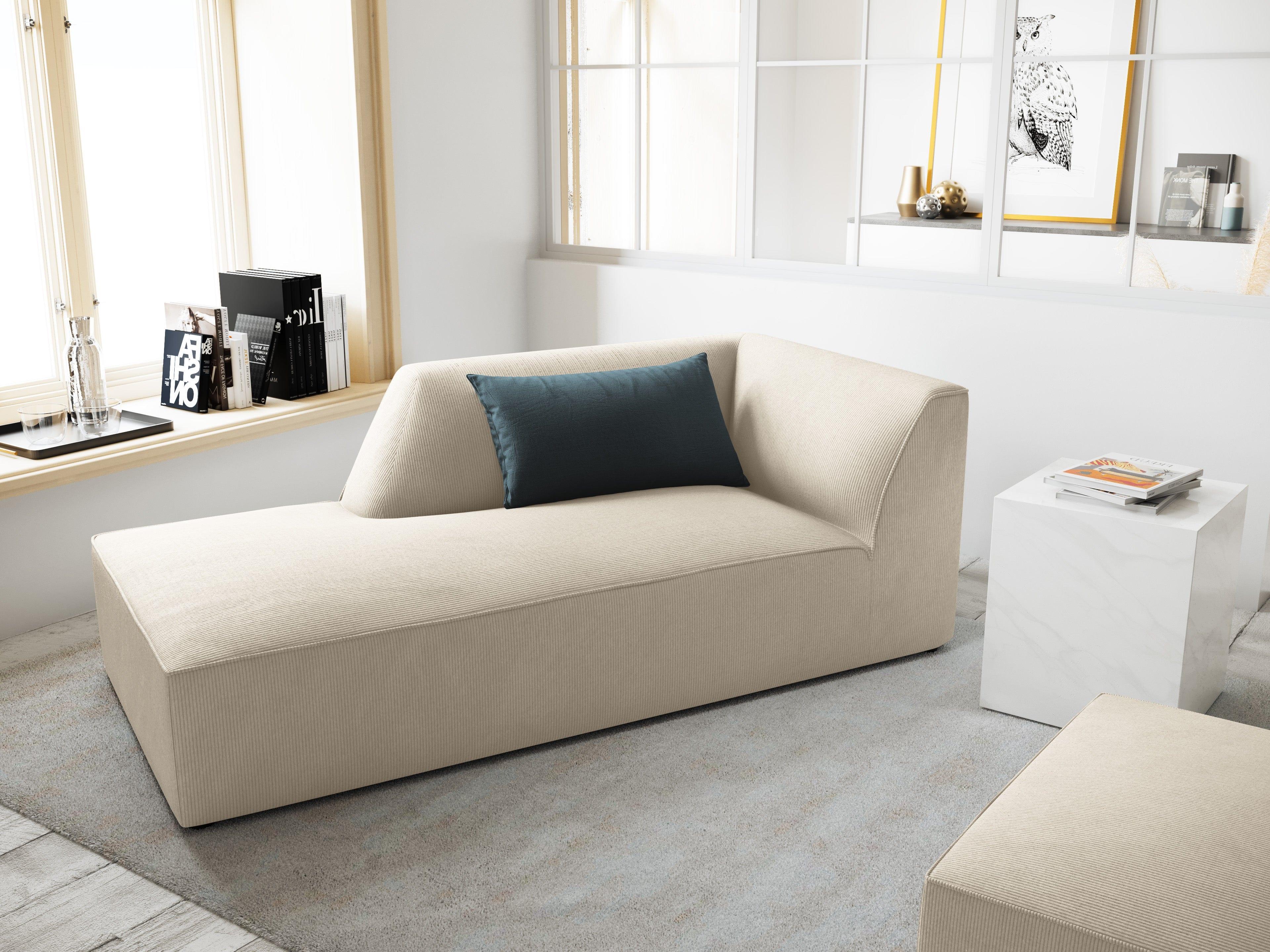 Szezlong sztruksowy lewostronny RUBY beżowy Micadoni    Eye on Design