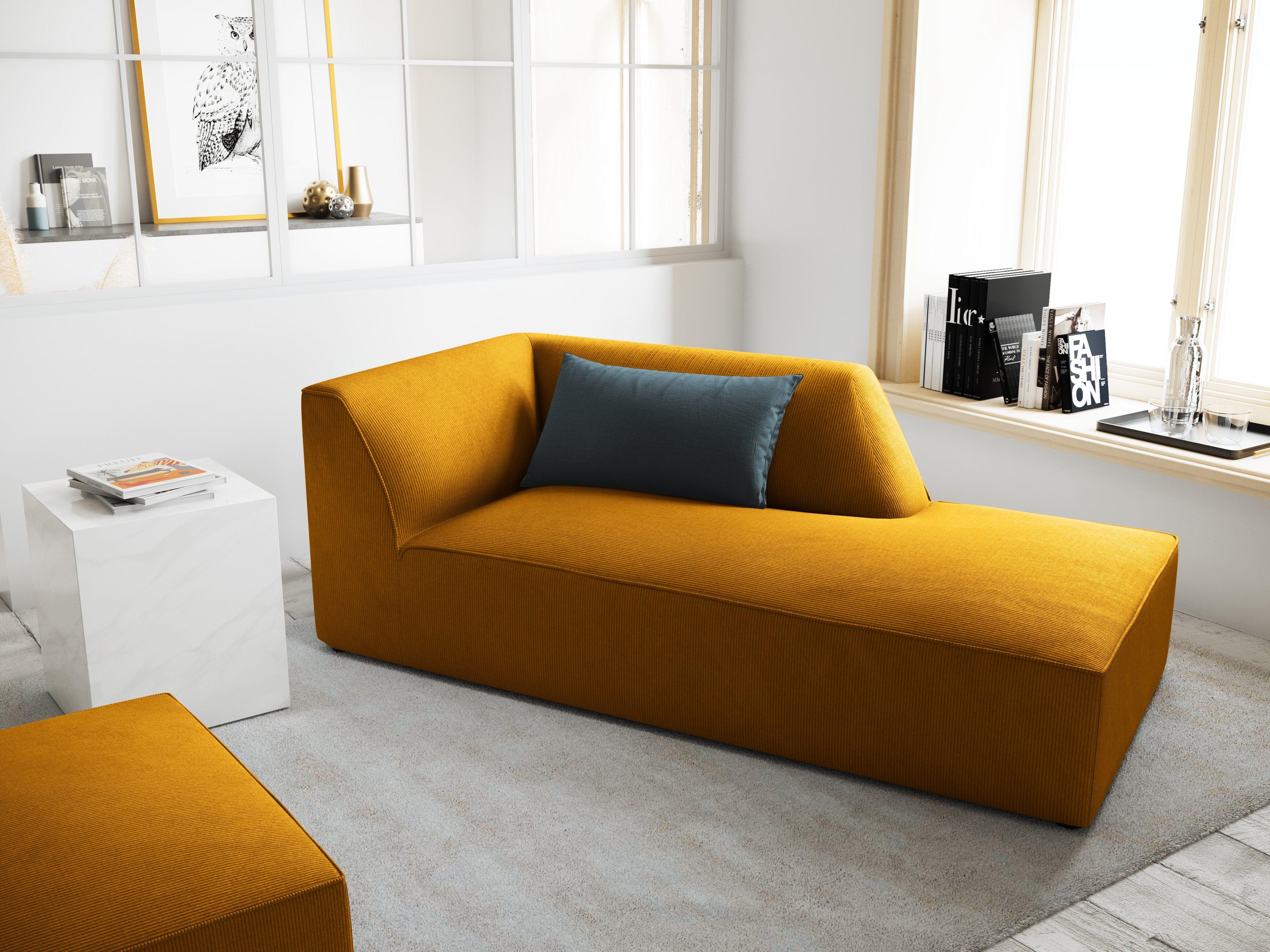 Szezlong sztruksowy prawostronny RUBY żółty Micadoni    Eye on Design