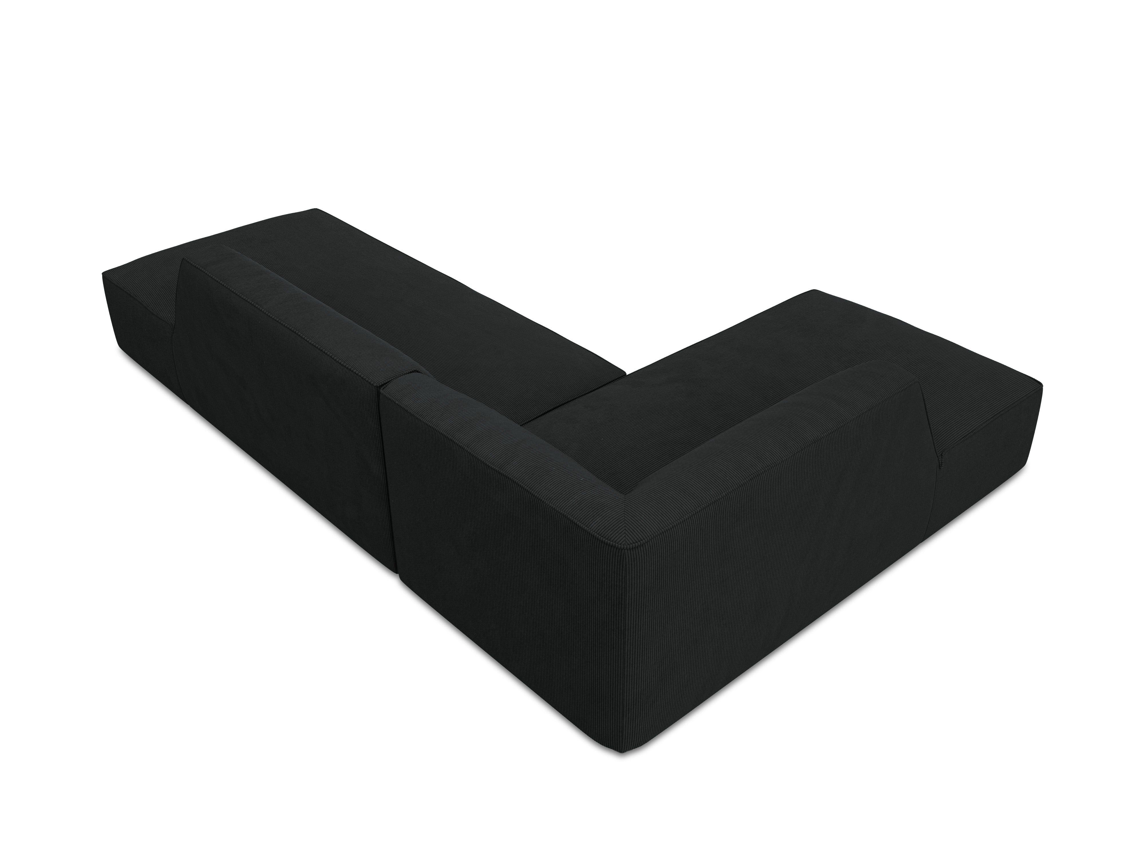 Sofa narożna sztruksowa lewostronna RUBY czarny Micadoni    Eye on Design