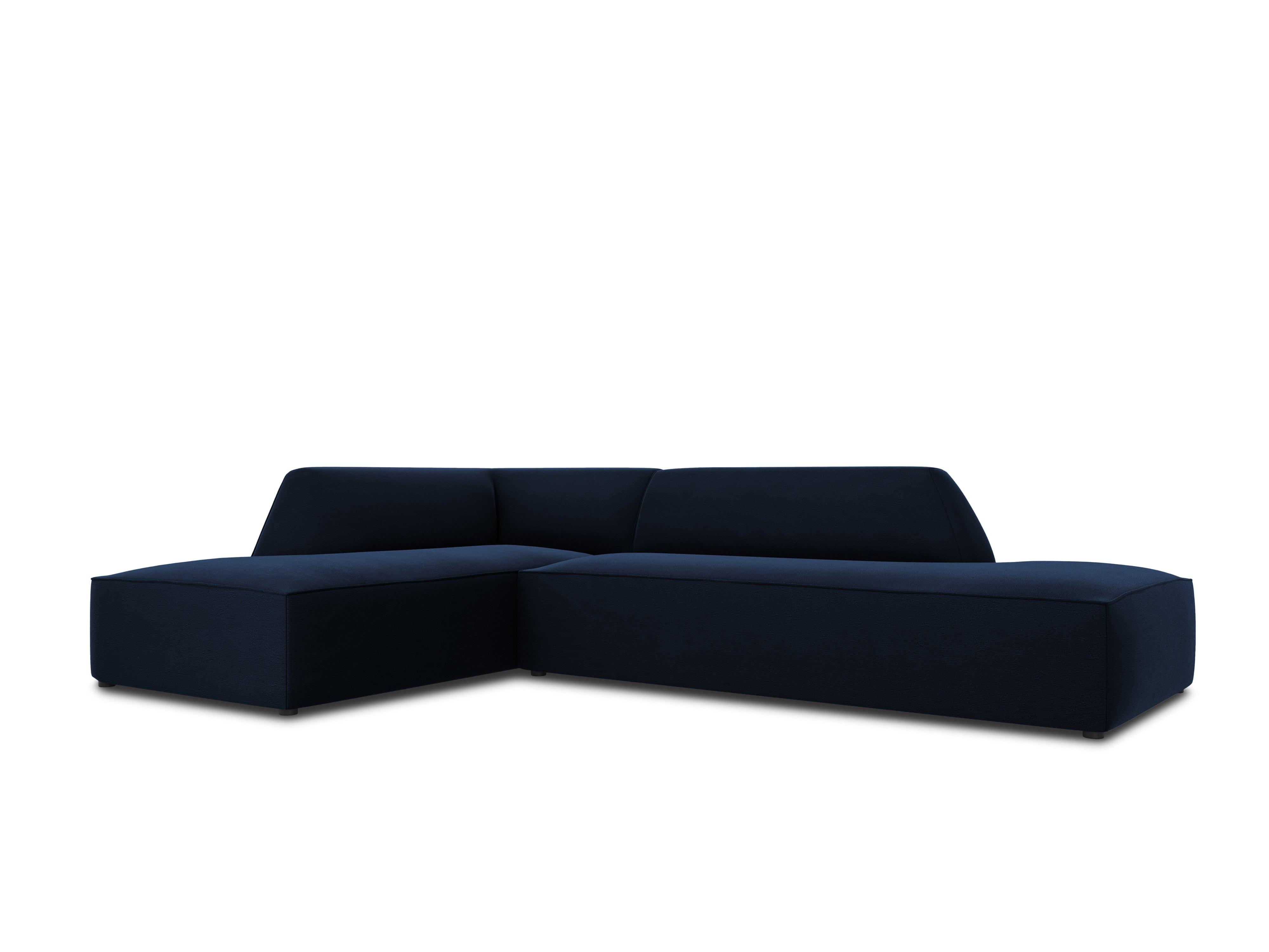 Sofa narożna aksamitna lewostronna RUBY granat królewski Micadoni    Eye on Design