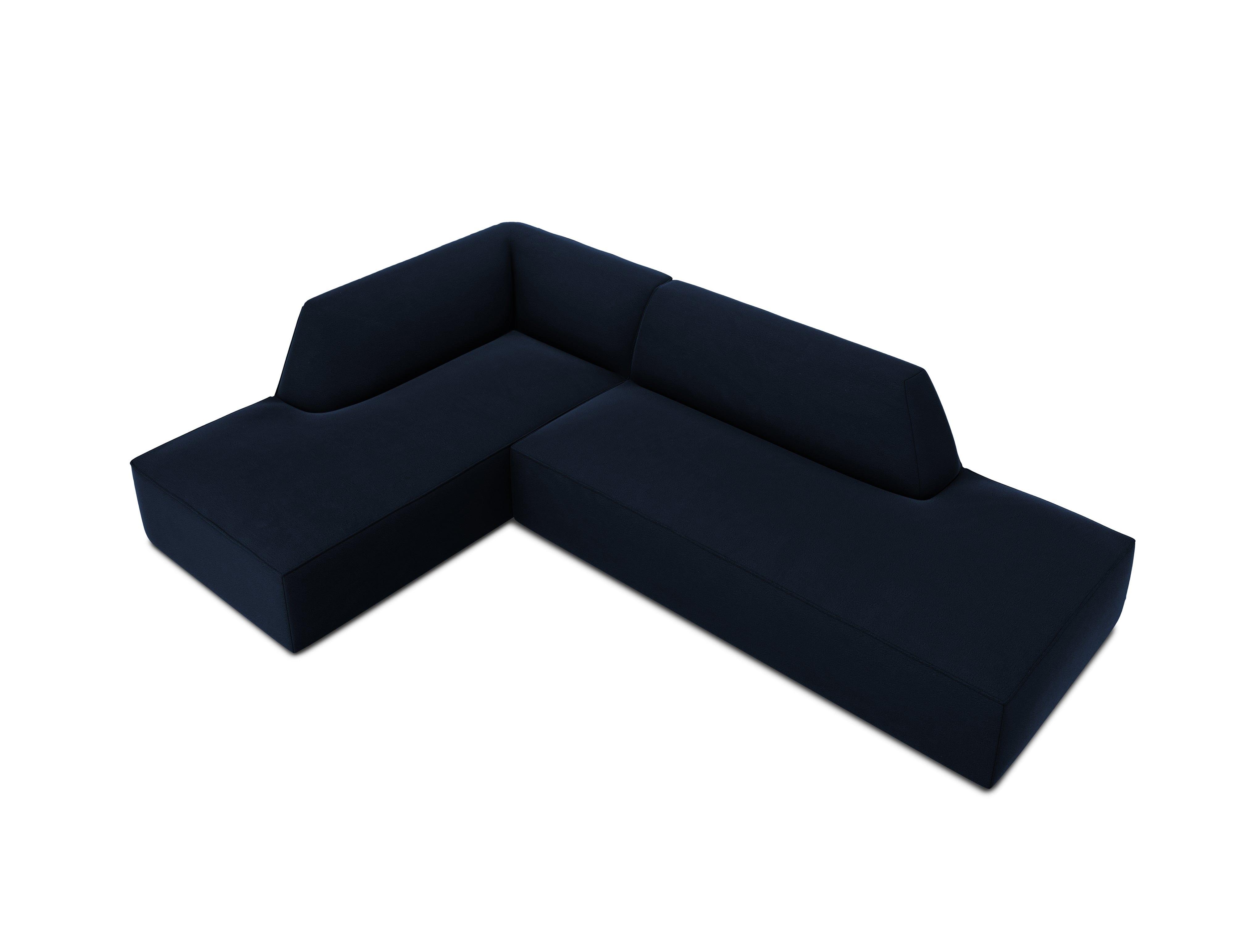 Sofa narożna aksamitna lewostronna RUBY granat królewski Micadoni    Eye on Design