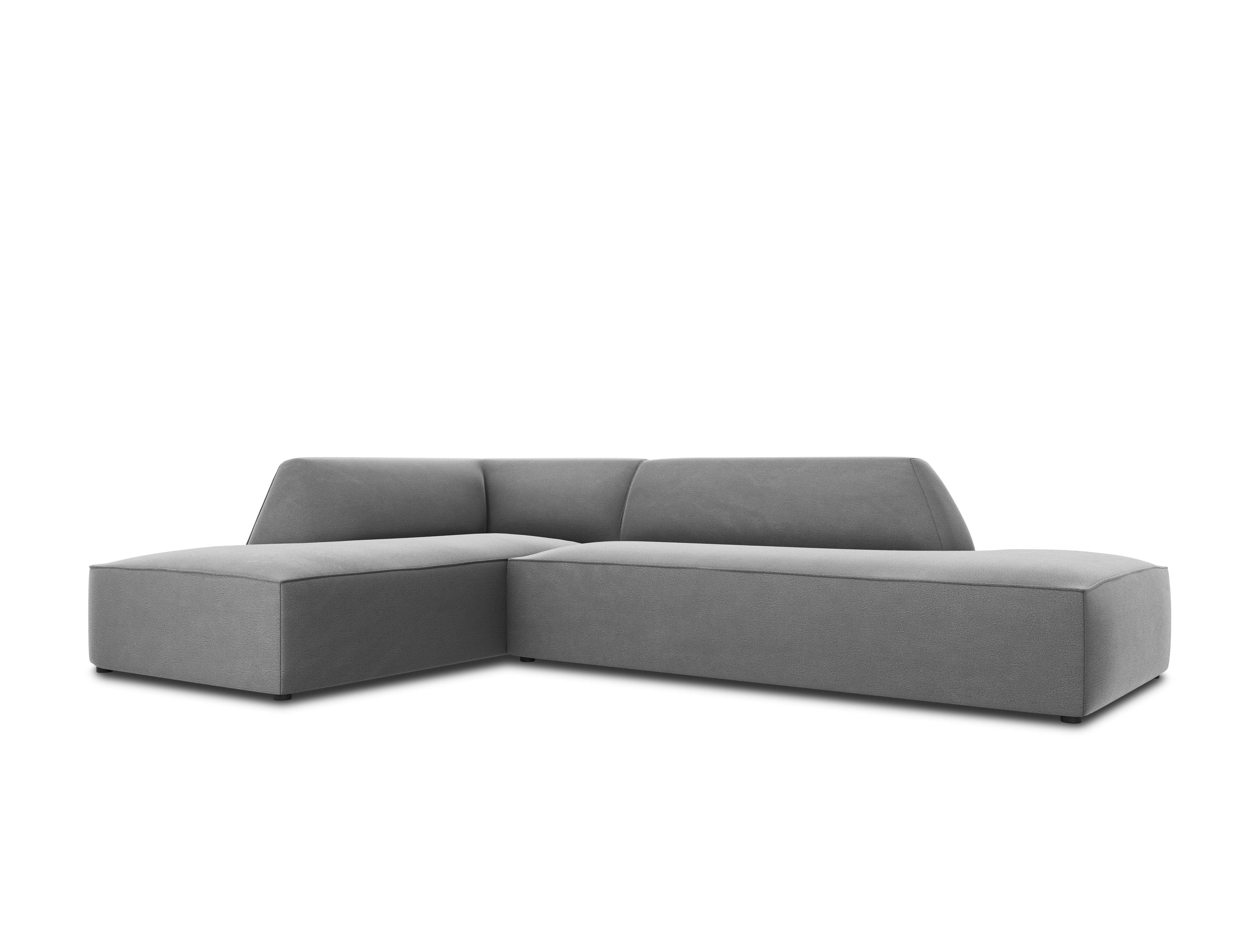 Sofa narożna aksamitna lewostronna RUBY jasnoszary Micadoni    Eye on Design