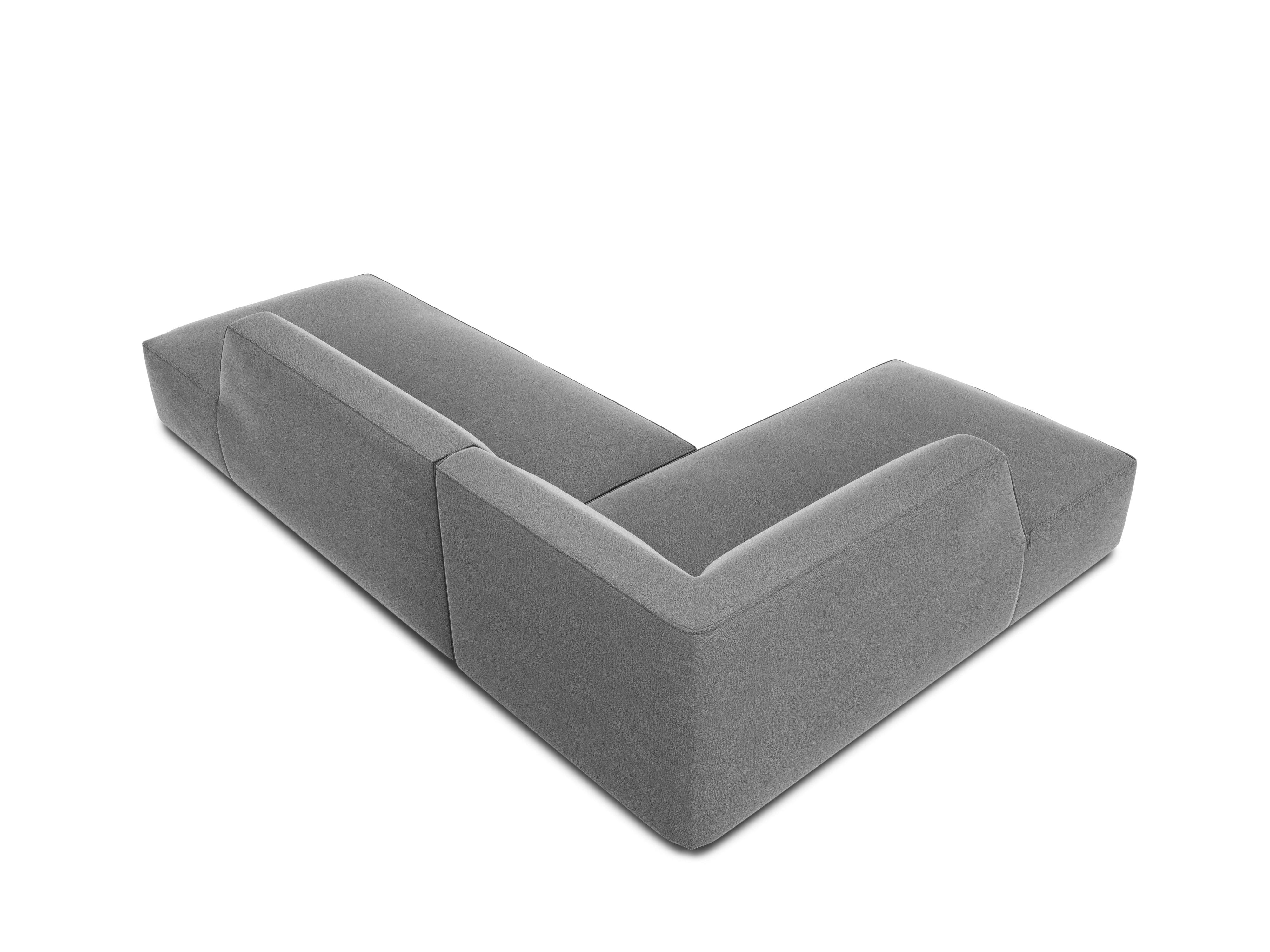 Sofa narożna aksamitna lewostronna RUBY jasnoszary Micadoni    Eye on Design