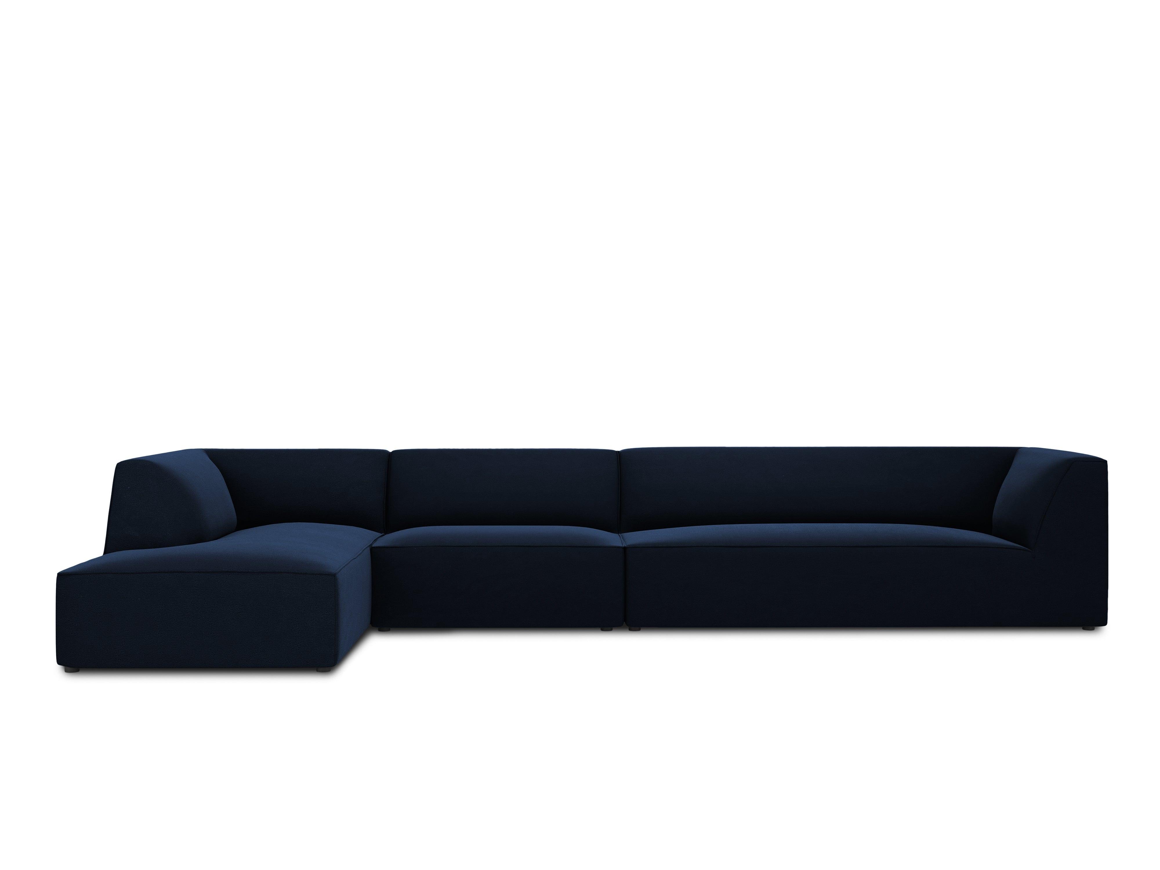 Narożnik aksamitny 5-osobowy lewostronny RUBY granat królewski Micadoni    Eye on Design