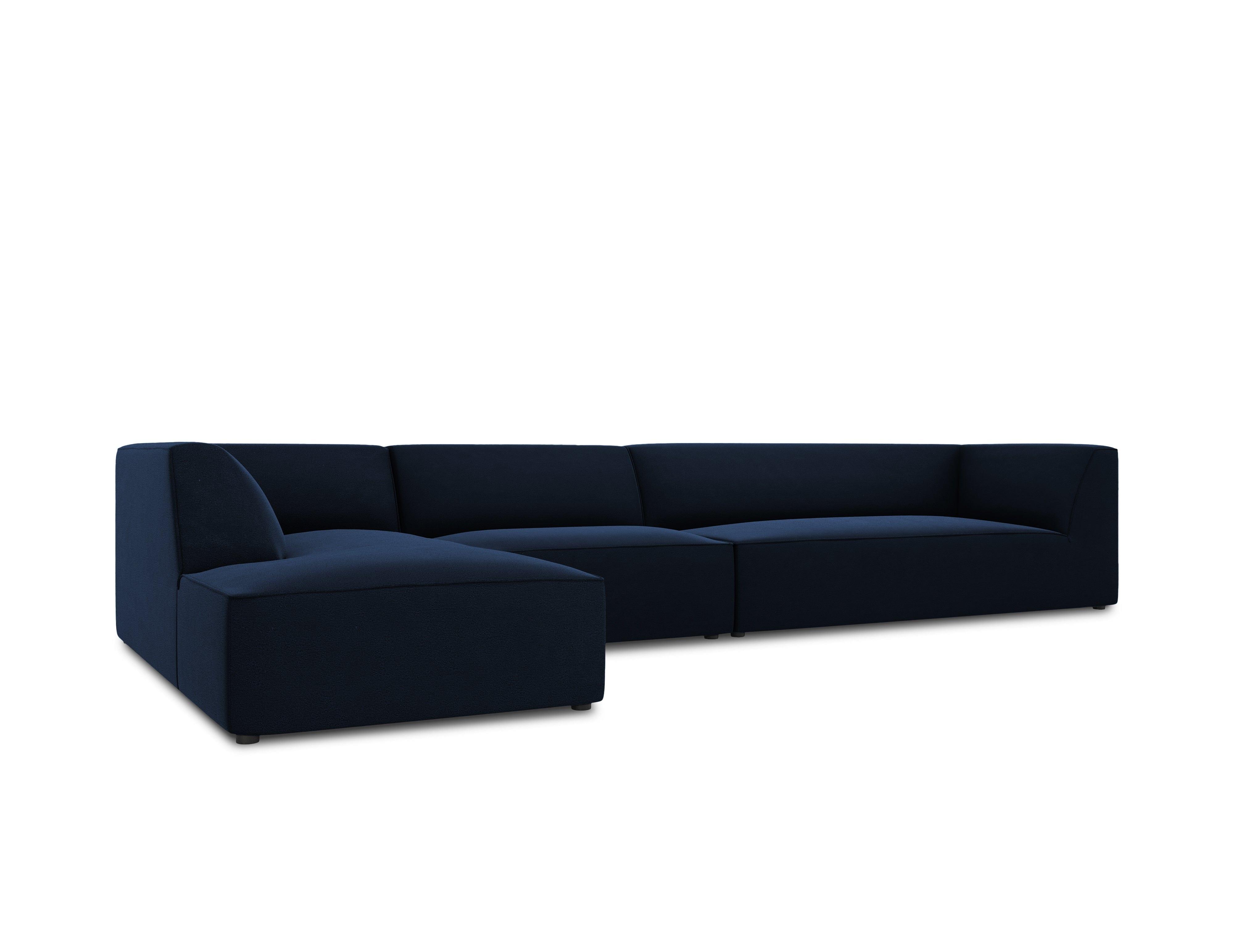 Narożnik aksamitny 5-osobowy lewostronny RUBY granat królewski Micadoni    Eye on Design