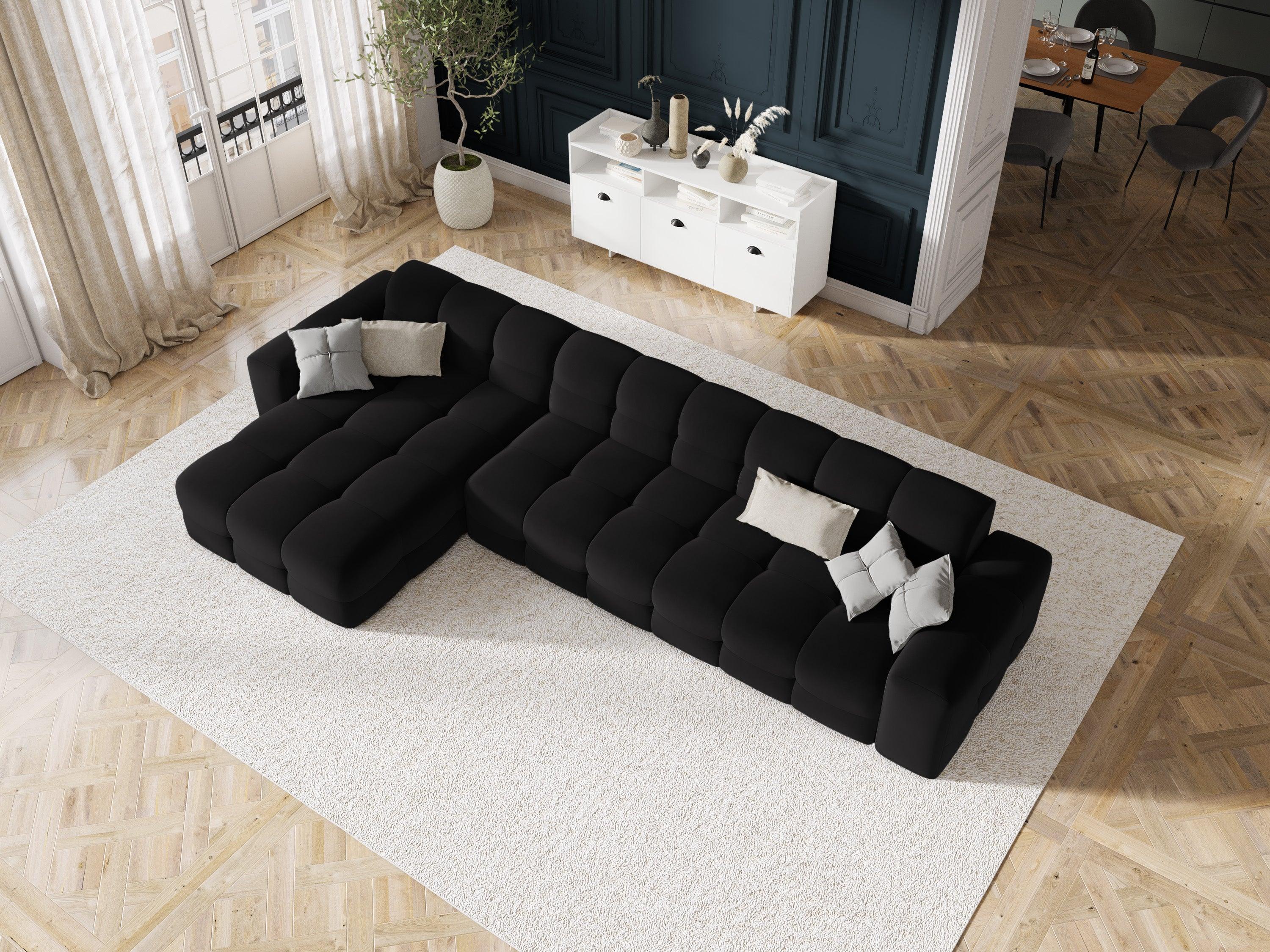 Narożnik lewostronny 5-osobowy KENDAL czarny Micadoni    Eye on Design