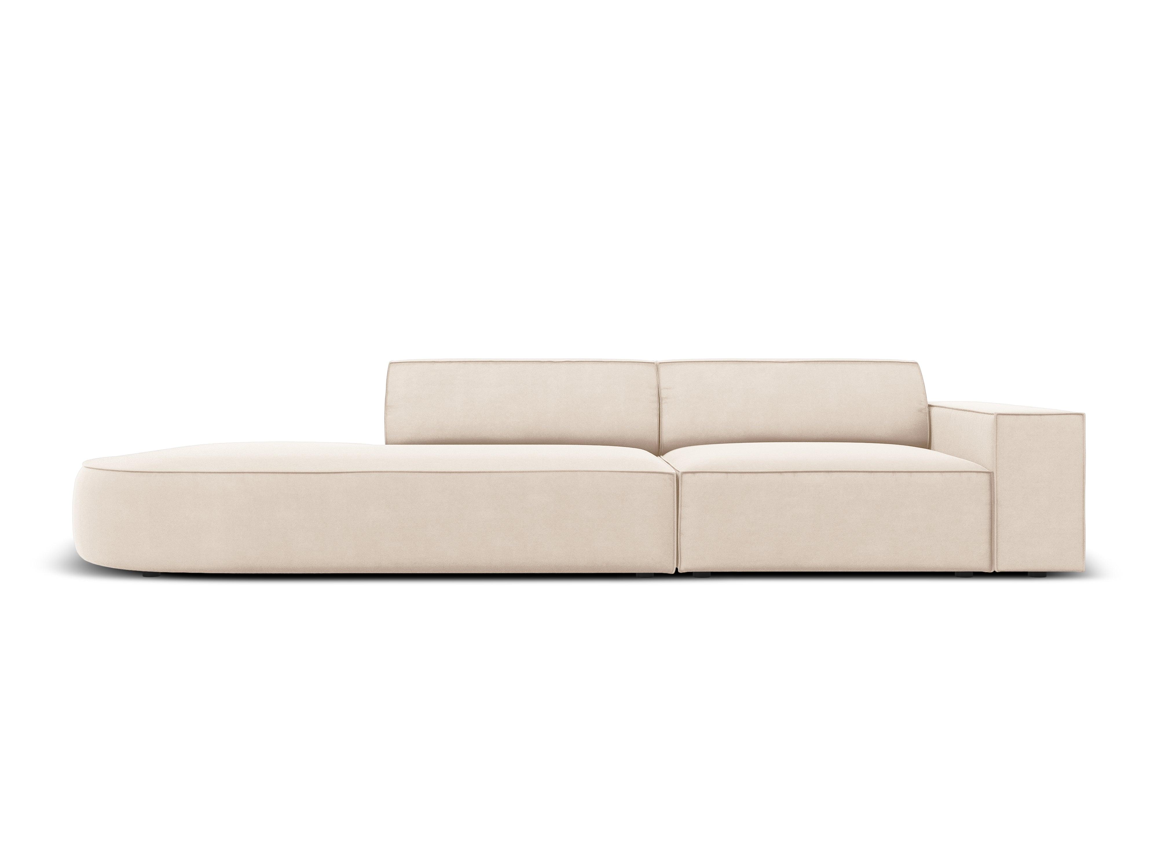 Sofa aksamitna lewostronna okrągła 3-osobowa JODIE jasnobeżowy Micadoni    Eye on Design