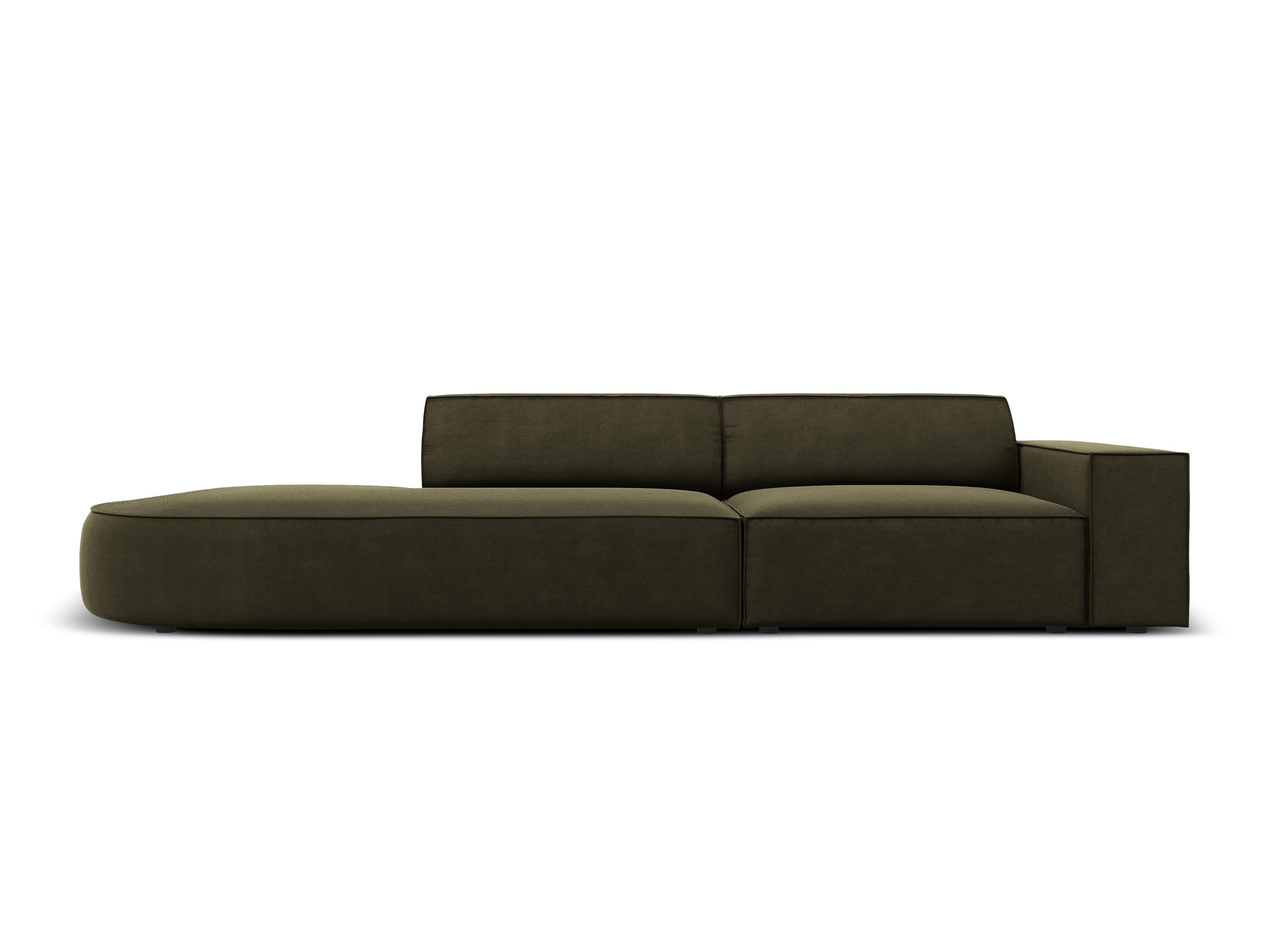 Sofa aksamitna lewostronna okrągła 3-osobowa JODIE zielony Micadoni    Eye on Design