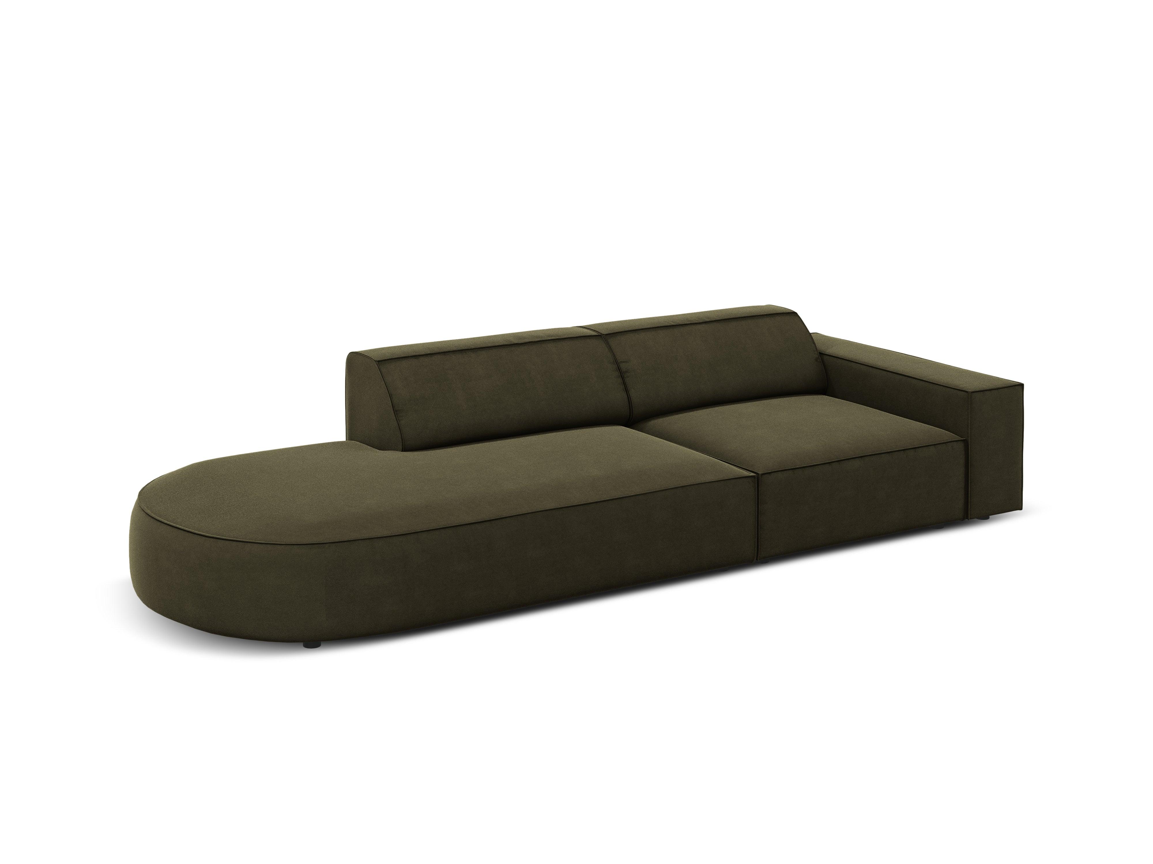 Sofa aksamitna lewostronna okrągła 3-osobowa JODIE zielony Micadoni    Eye on Design