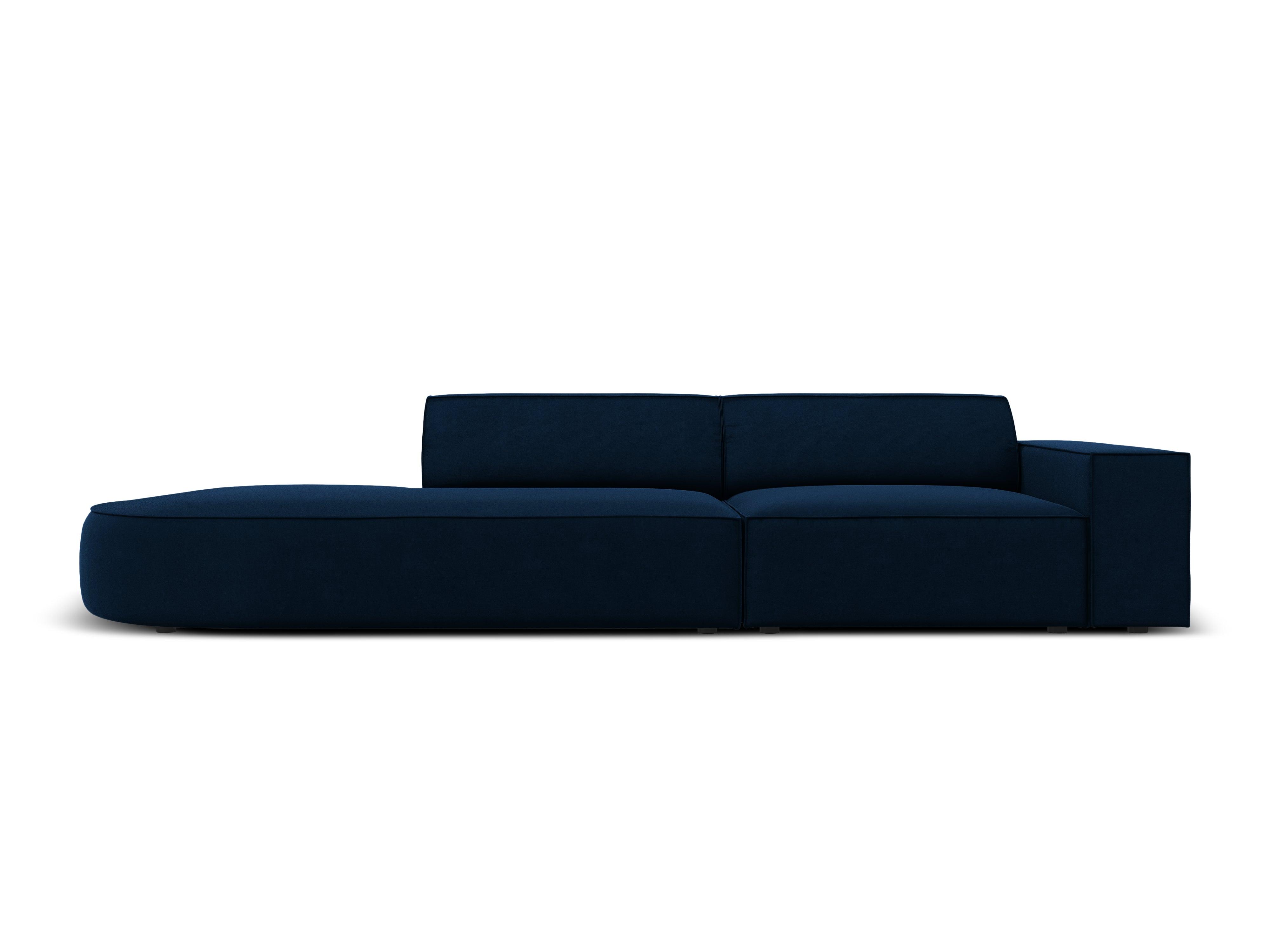 Sofa aksamitna lewostronna okrągła 3-osobowa JODIE granat królewski Micadoni    Eye on Design
