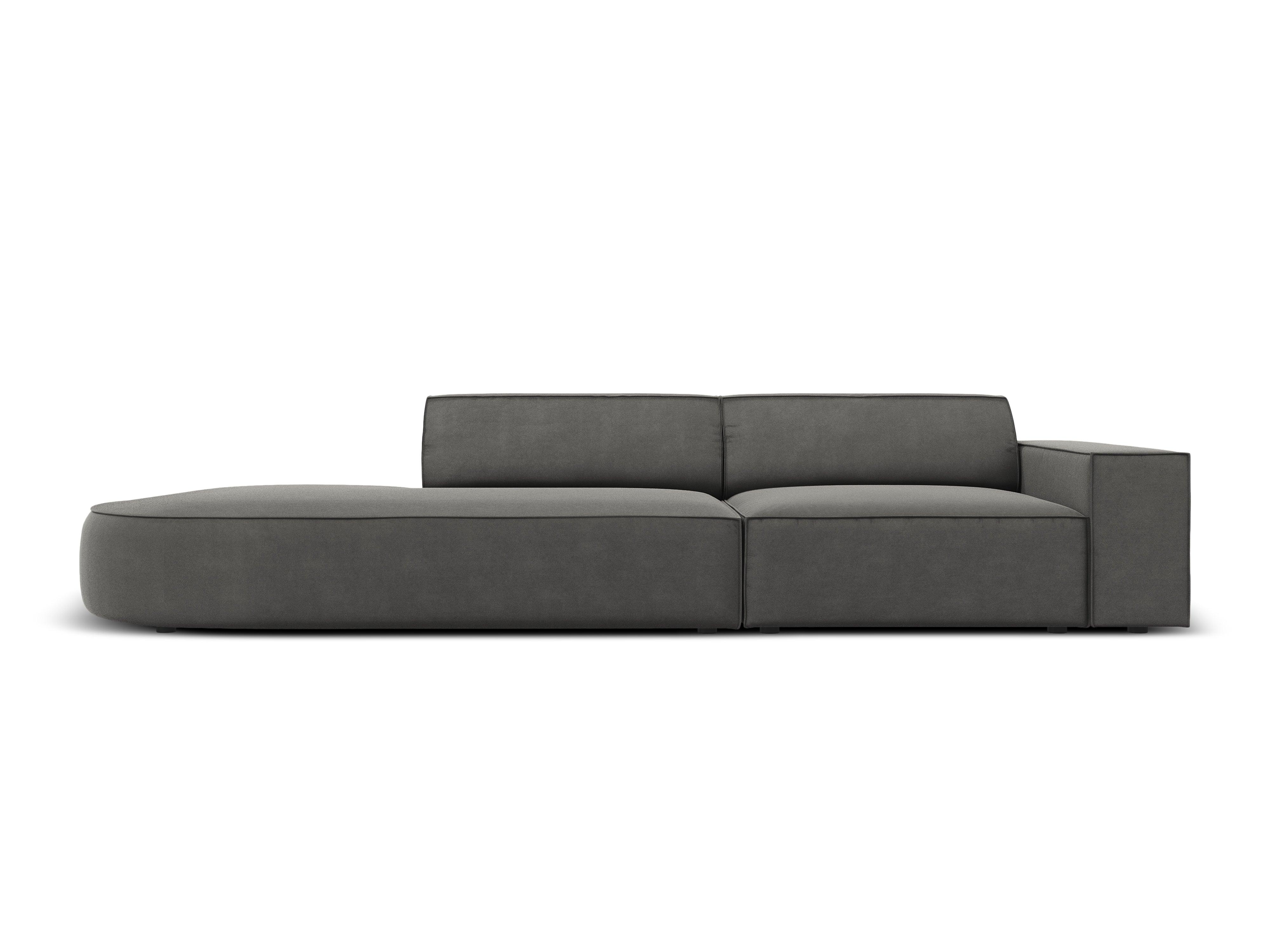 Sofa aksamitna lewostronna okrągła 3-osobowa JODIE jasnoszary Micadoni    Eye on Design
