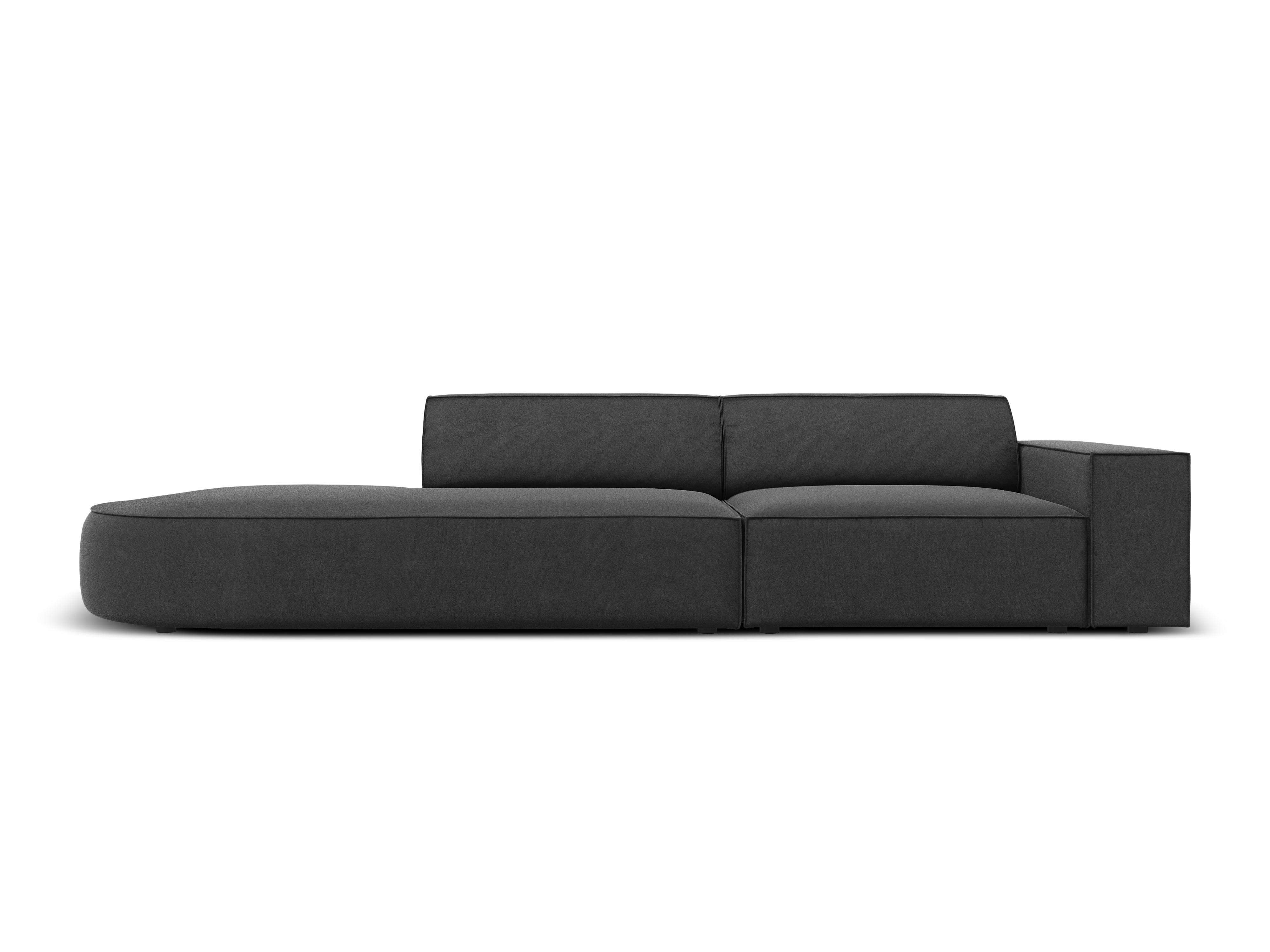 Sofa aksamitna lewostronna okrągła 3-osobowa JODIE ciemnoszary Micadoni    Eye on Design