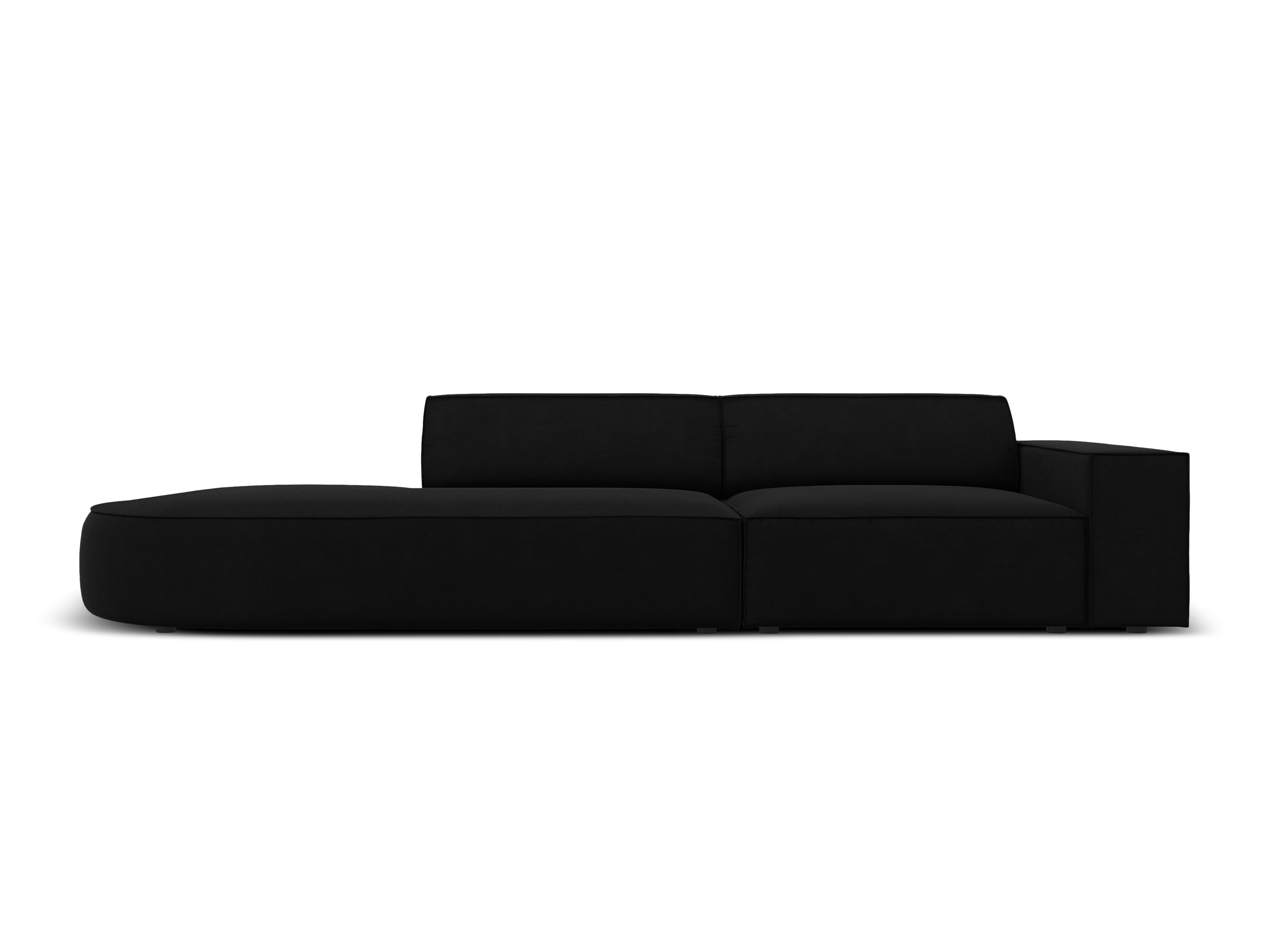 Sofa aksamitna lewostronna okrągła 3-osobowa JODIE czarny Micadoni    Eye on Design