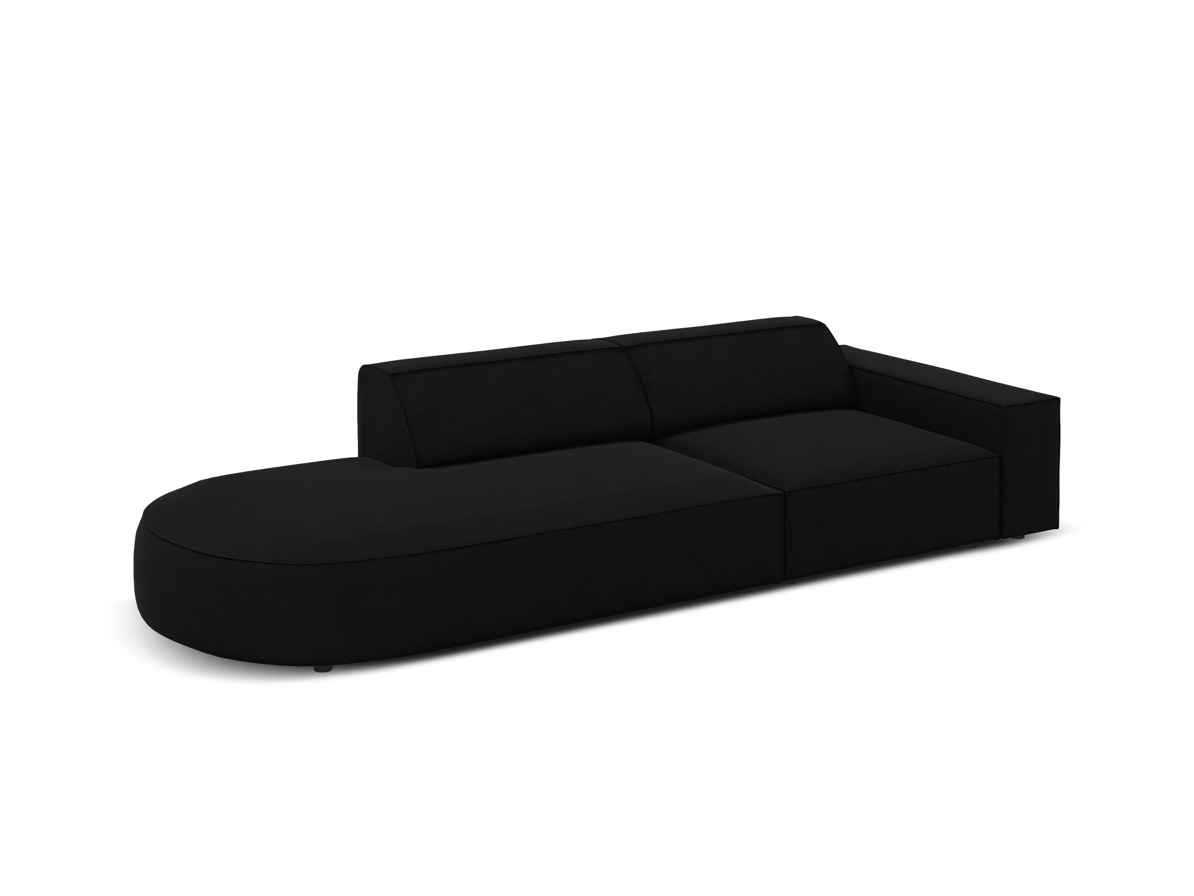 Sofa aksamitna lewostronna okrągła 3-osobowa JODIE czarny Micadoni    Eye on Design
