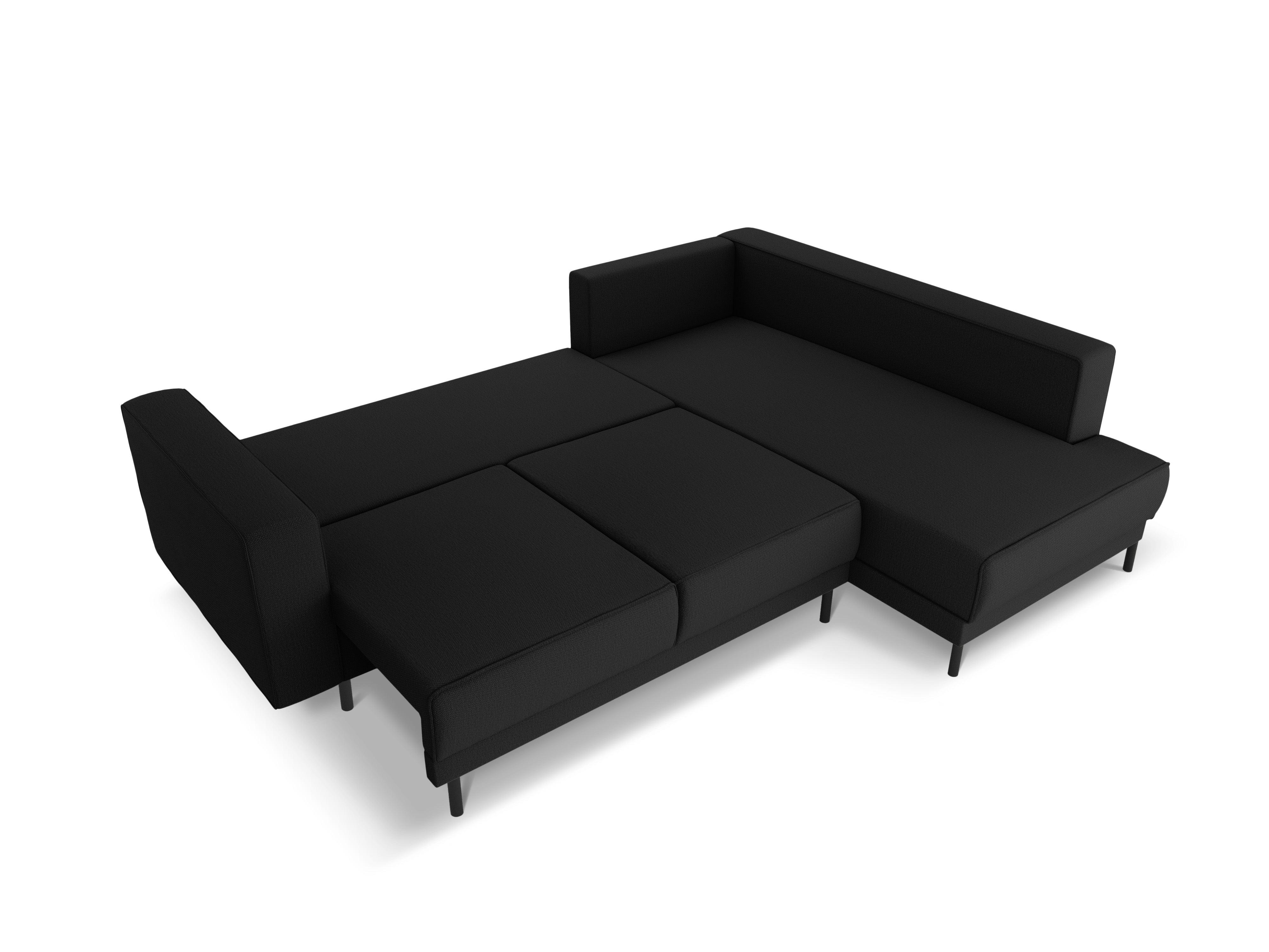 Narożnik prawostronny z funkcją spania CARO czarny Micadoni    Eye on Design