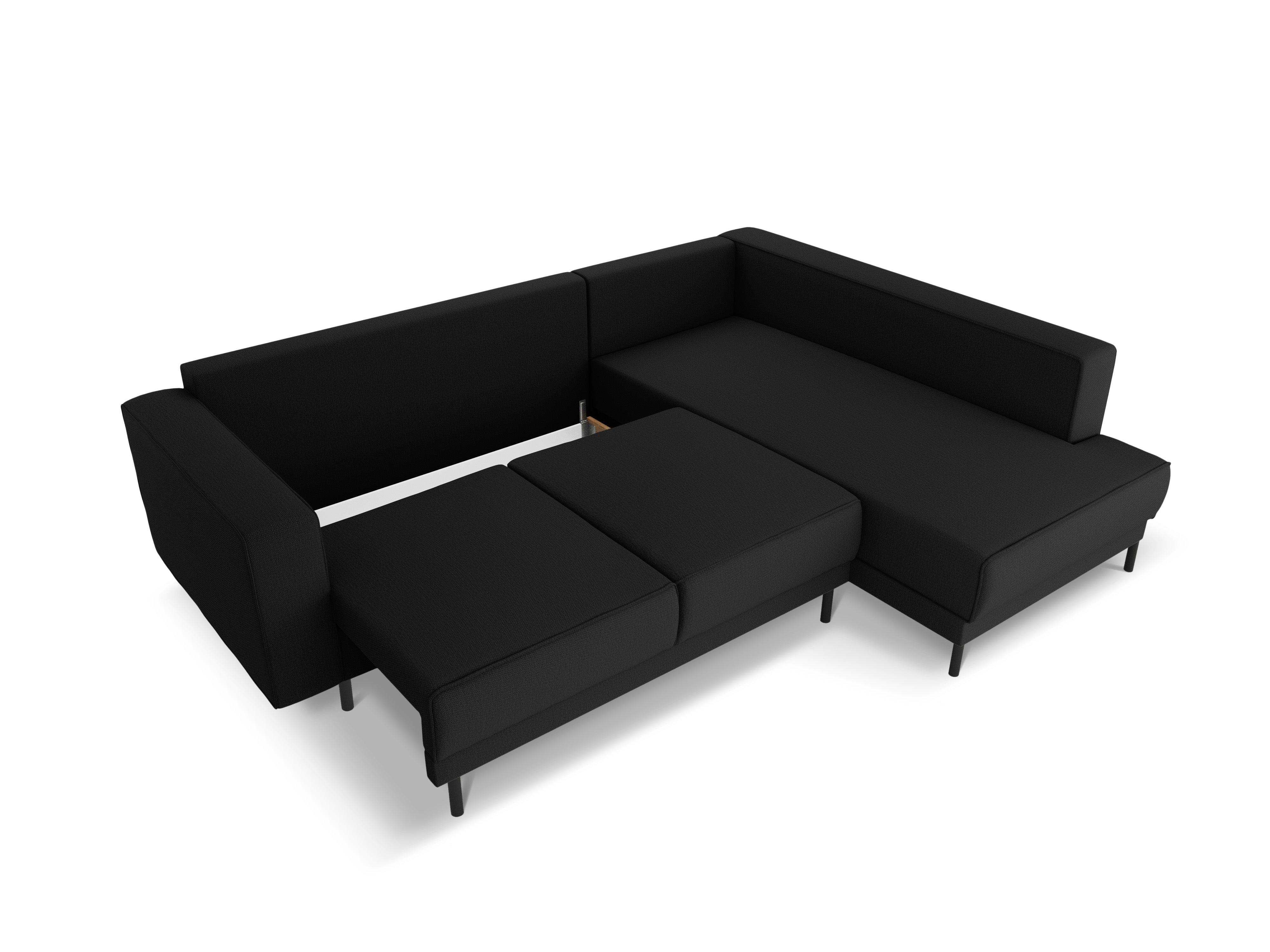 Narożnik prawostronny z funkcją spania CARO czarny Micadoni    Eye on Design