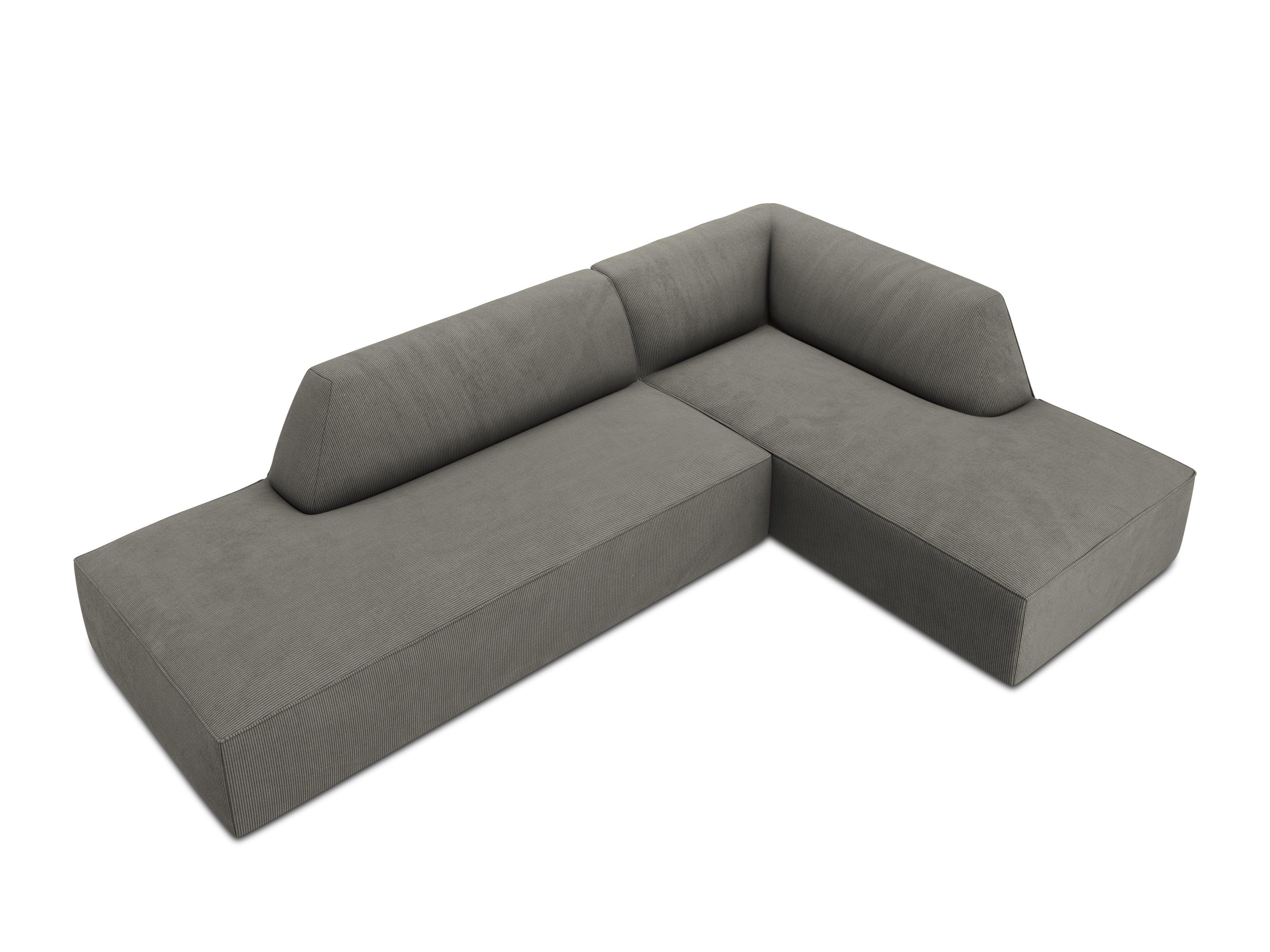 Sofa narożna sztruksowa prawostronny RUBY jasnoszary Micadoni    Eye on Design
