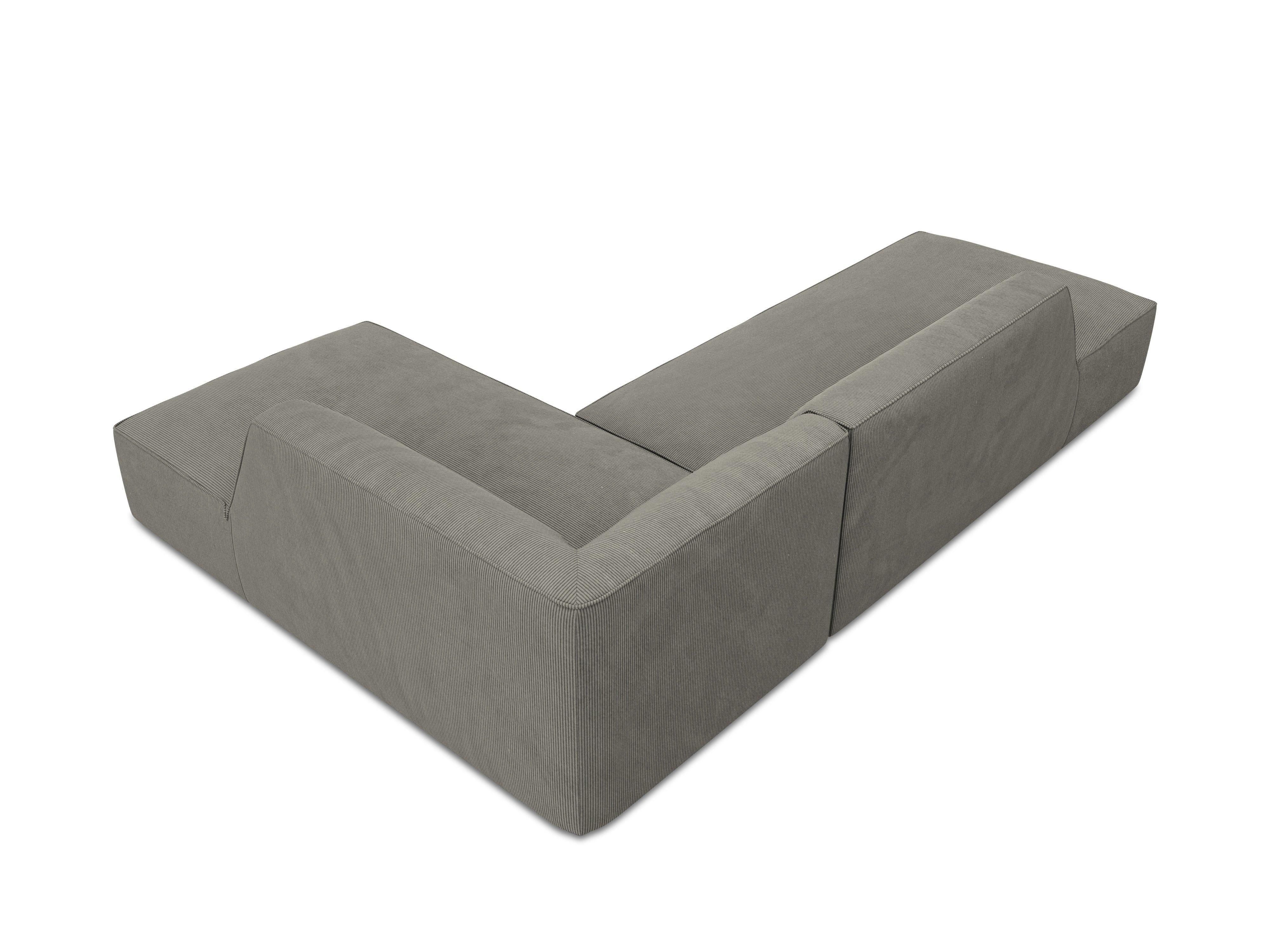 Sofa narożna sztruksowa prawostronny RUBY jasnoszary Micadoni    Eye on Design