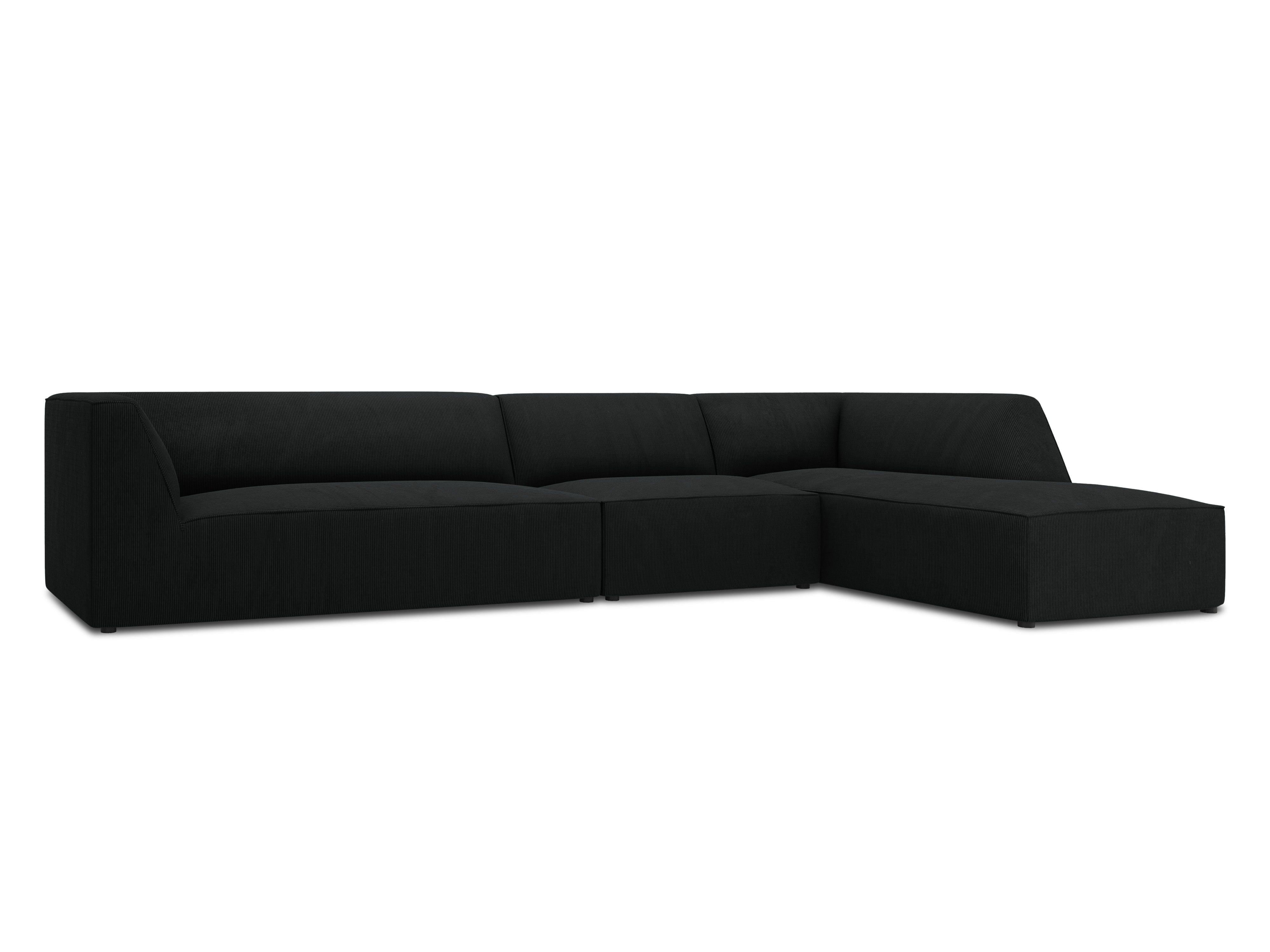 Narożnik sztruksowy 5-osobowy prawostronny RUBY czarny Micadoni    Eye on Design