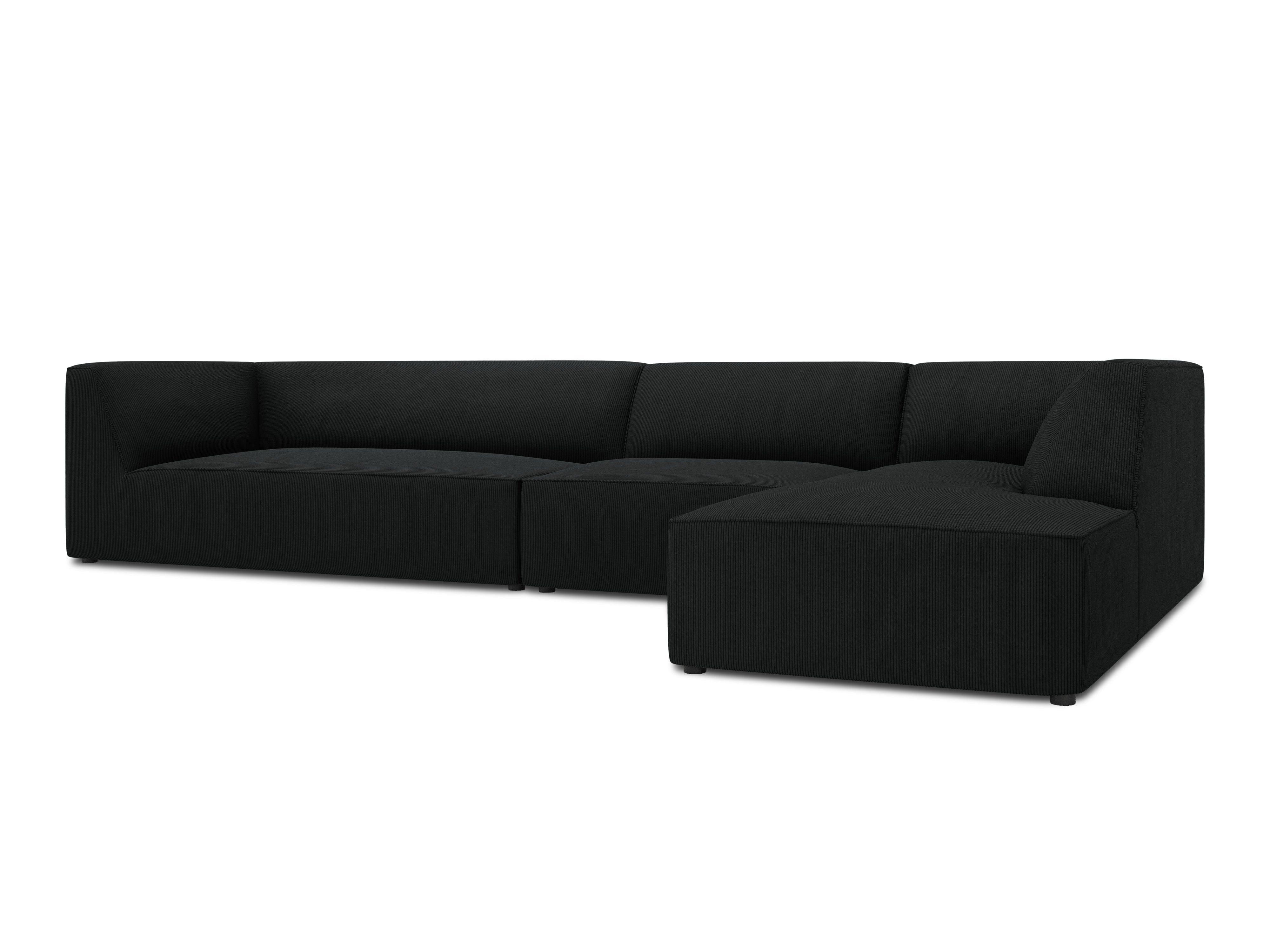 Narożnik sztruksowy 5-osobowy prawostronny RUBY czarny Micadoni    Eye on Design