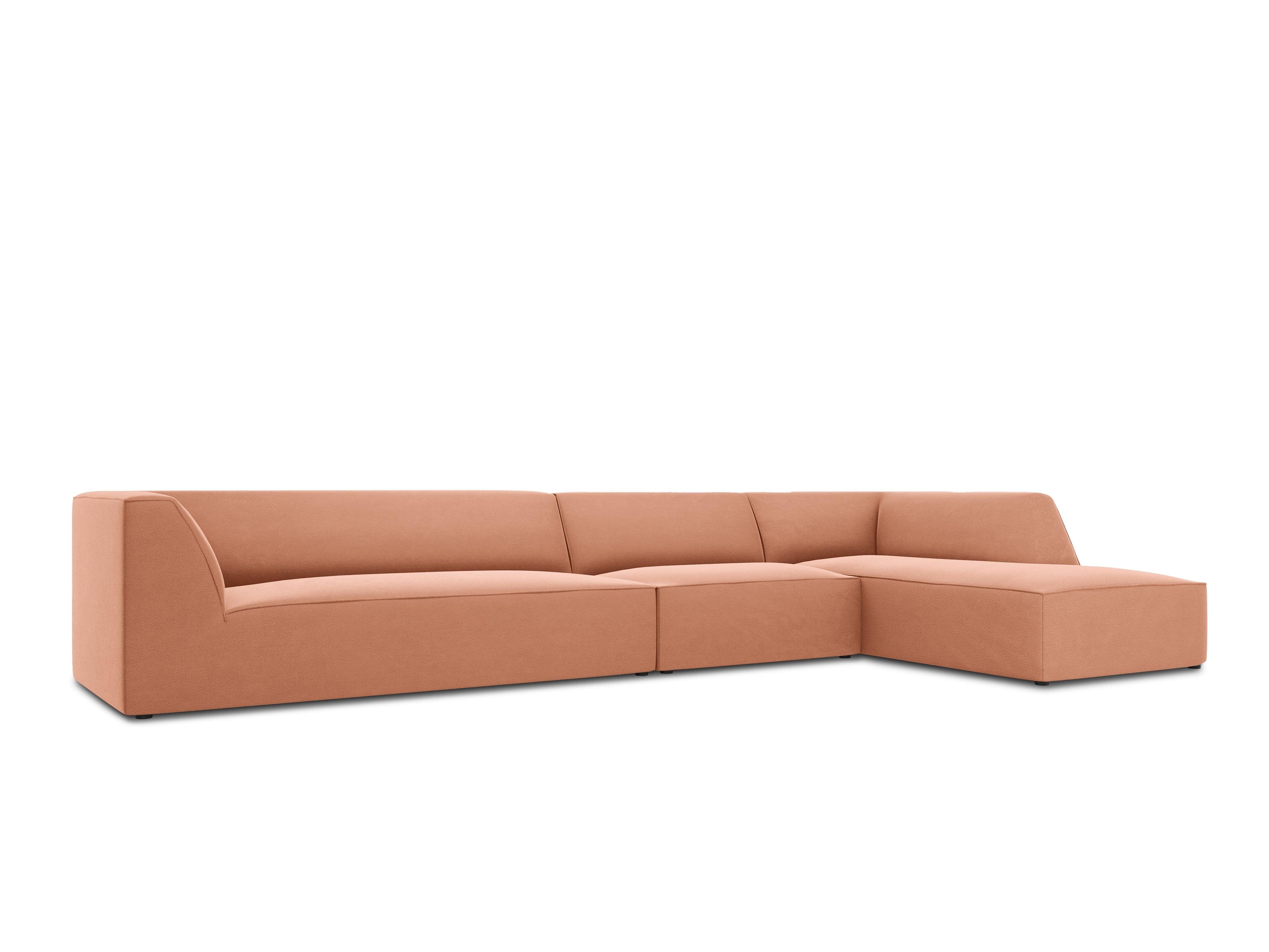 Narożnik aksamitny 5-osobowy prawostronny RUBY łososiowy Micadoni    Eye on Design