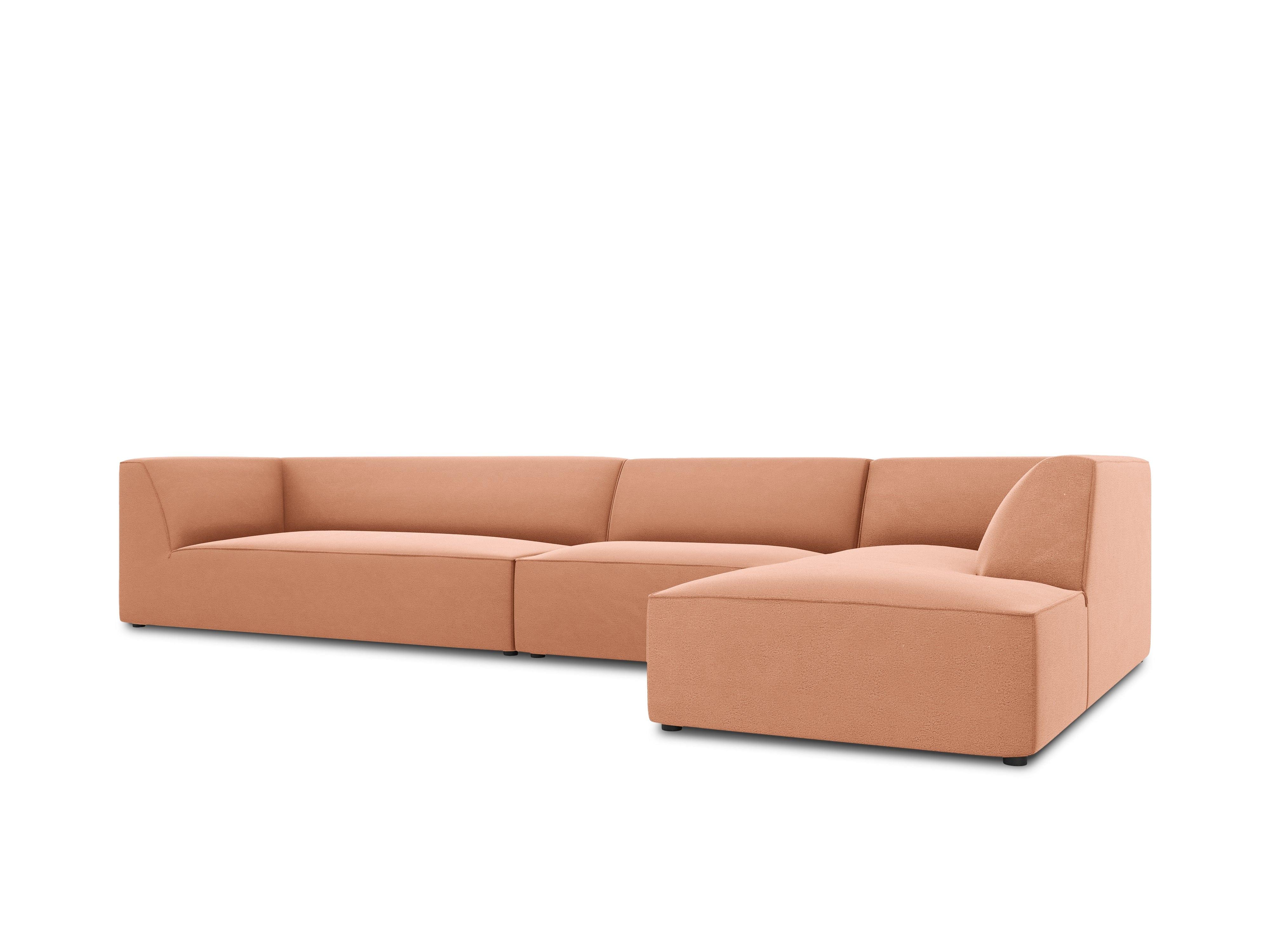 Narożnik aksamitny 5-osobowy prawostronny RUBY łososiowy Micadoni    Eye on Design